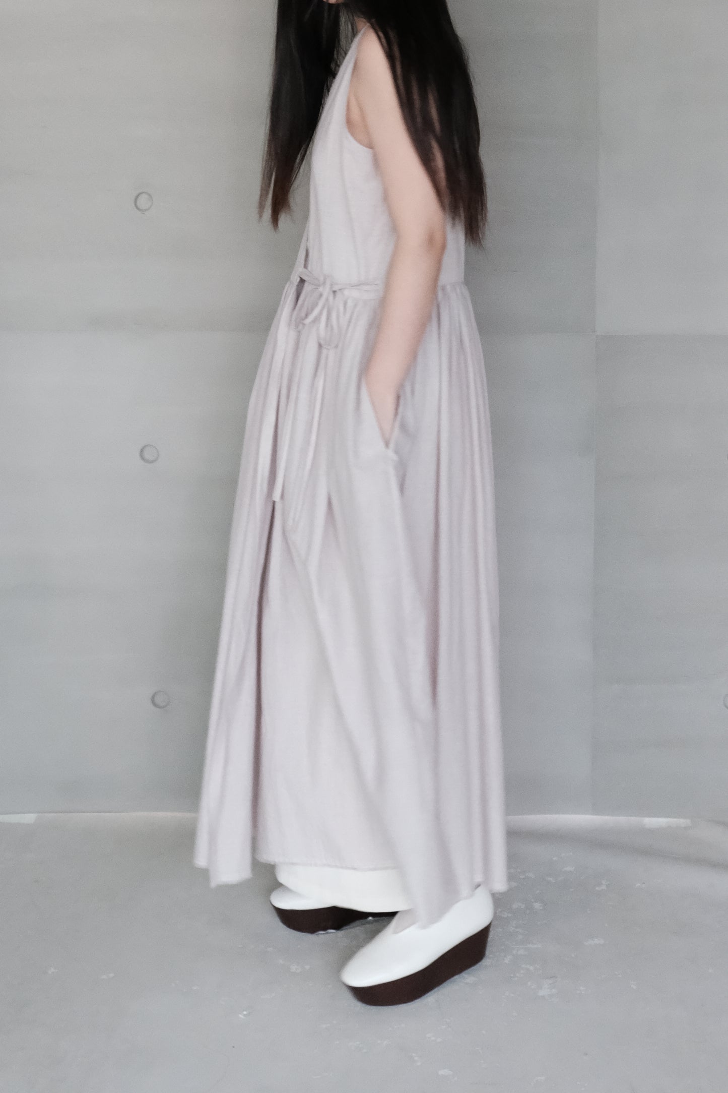 organic cotton vest dress – naturally dyed with blueberry (in-stock)