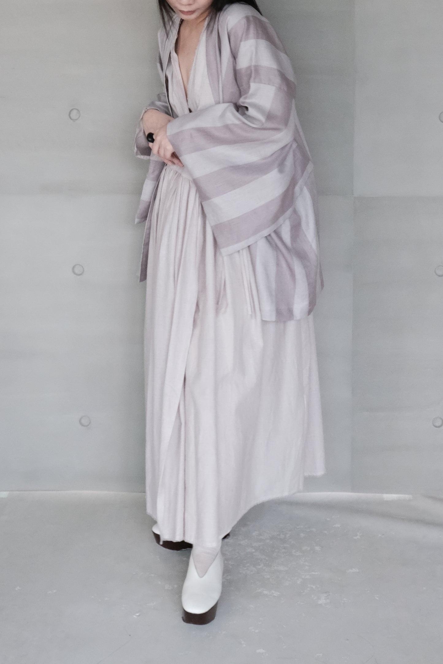 linen striped kimono (in-stock)
