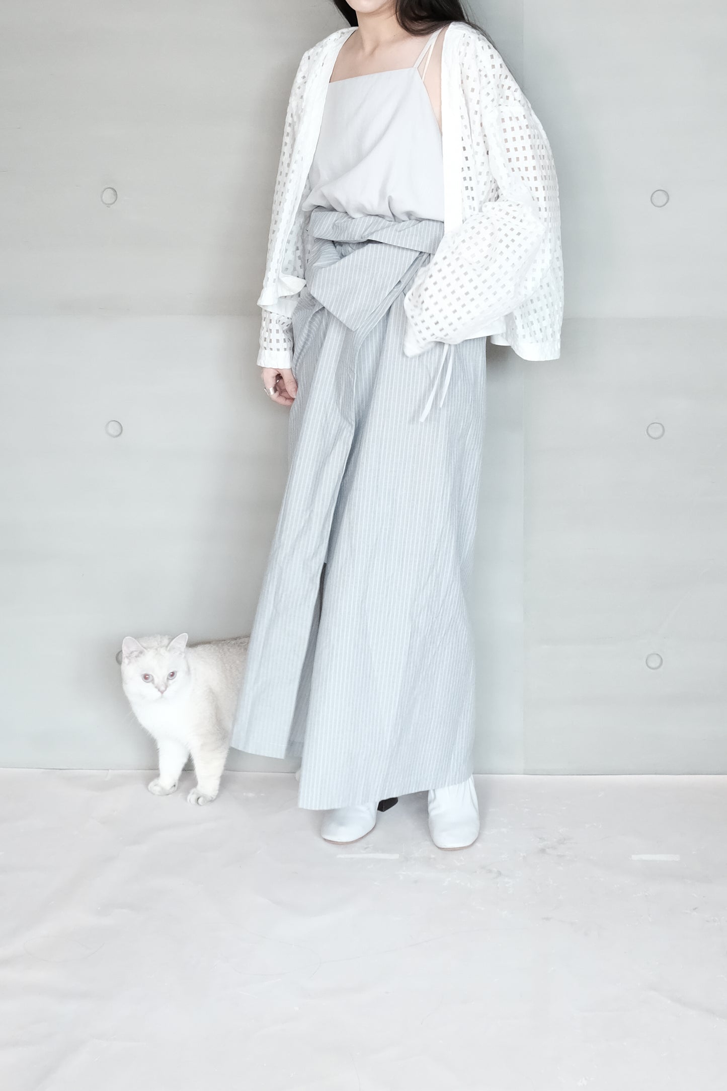 asymmetric folded layer strap dress - blue stripe