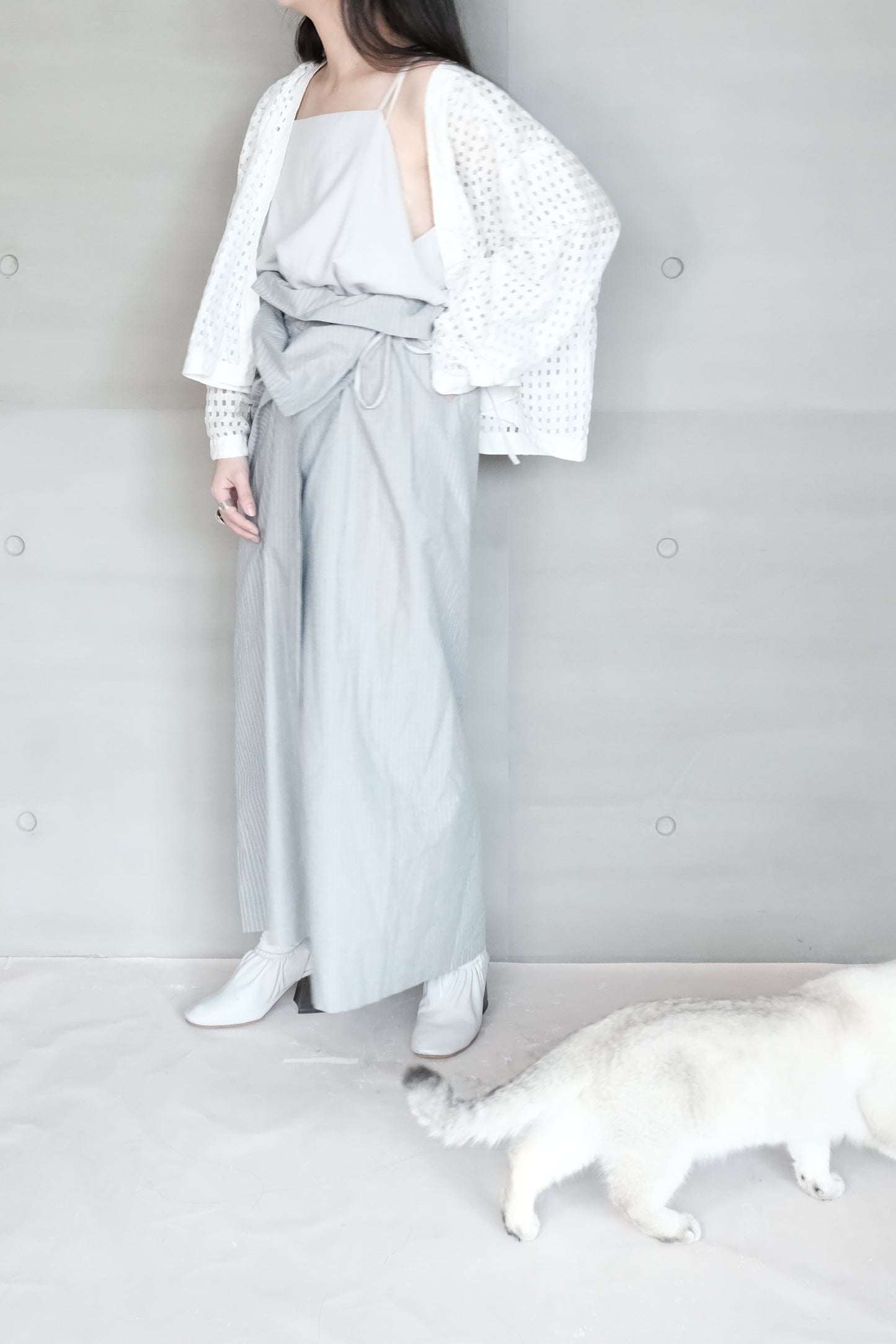 asymmetric folded layer strap dress - blue stripe