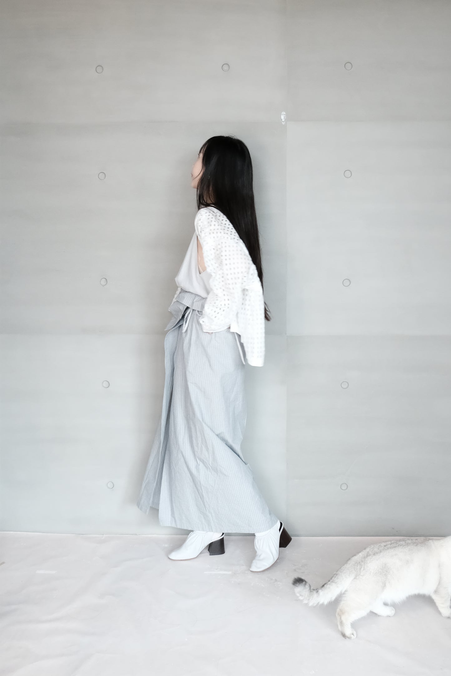 asymmetric folded layer strap dress - blue stripe