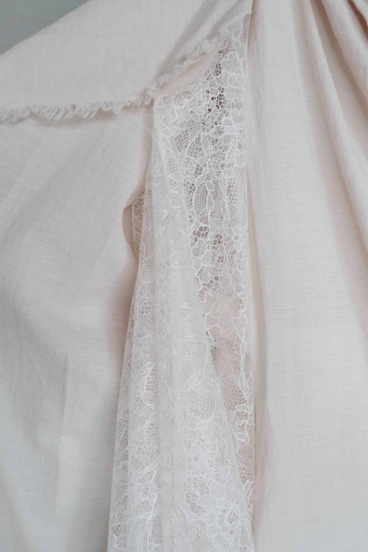 asymmetric draped lace cotton-linen blend dress (pre-order)