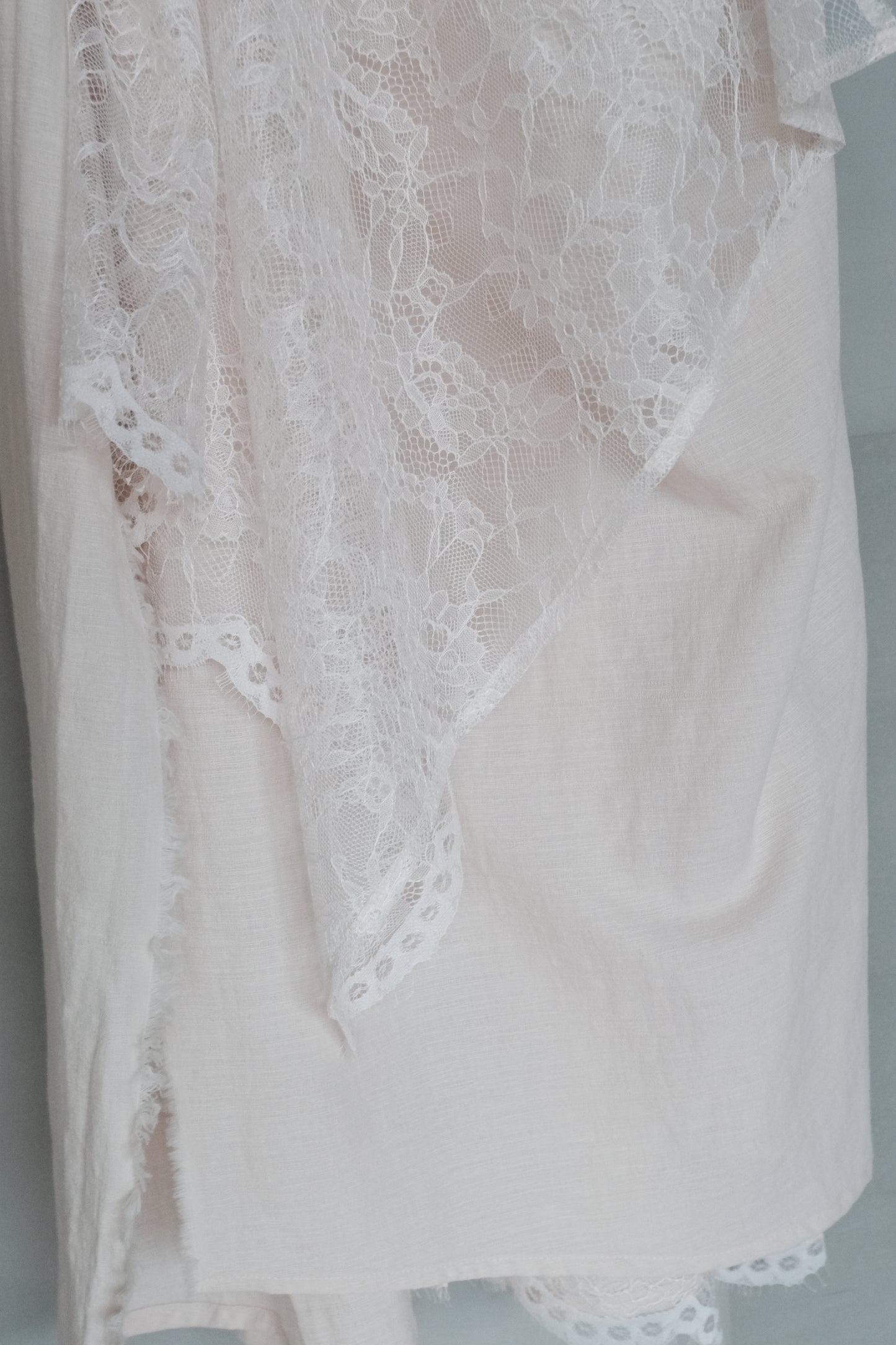 asymmetric draped lace cotton-linen blend dress (pre-order)