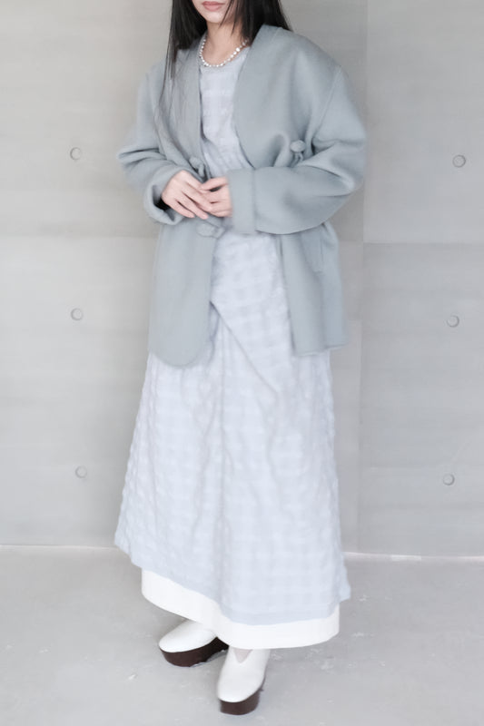 new mandarin wool coat - blue grey (in-stock)