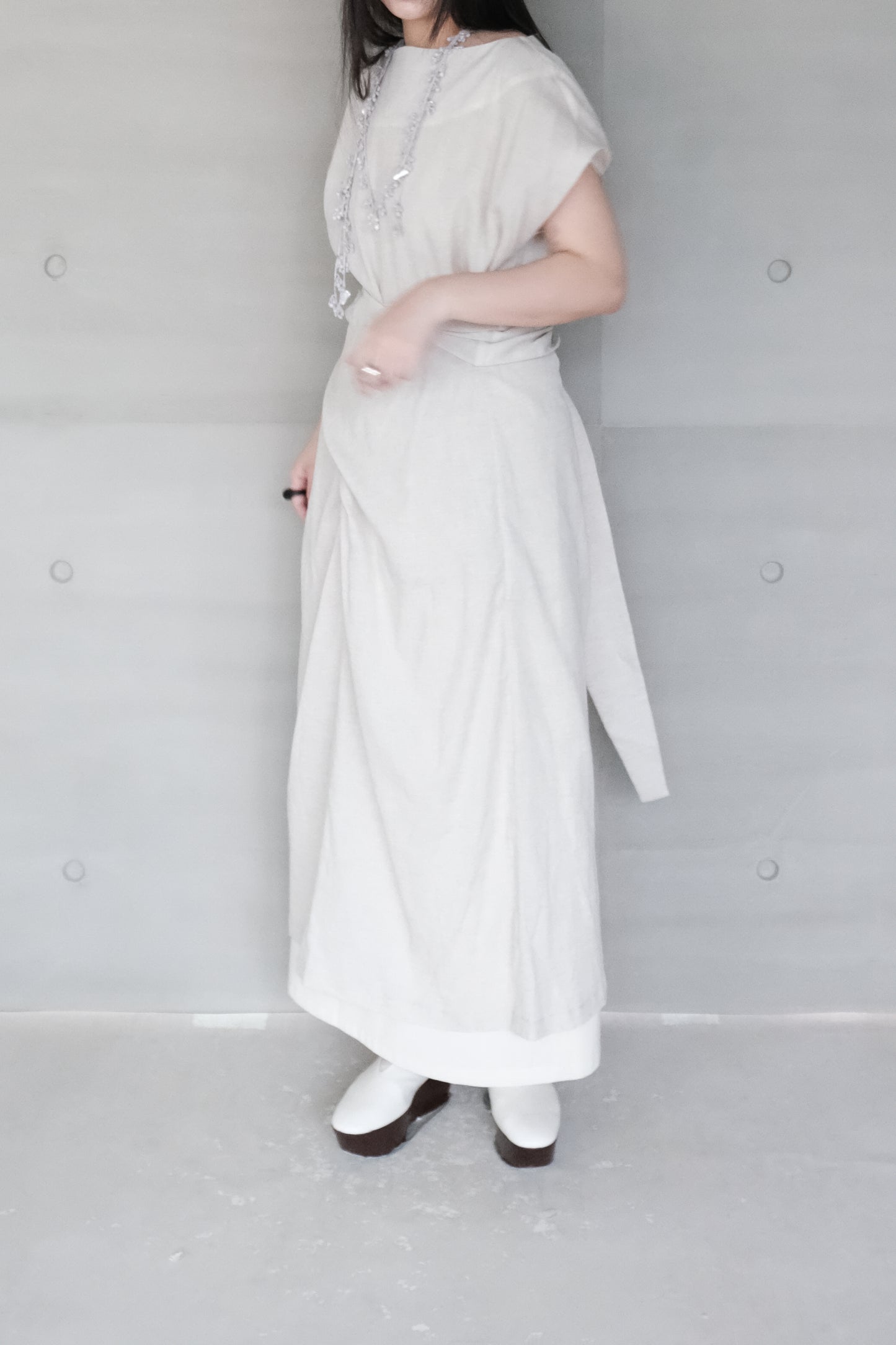 fig-dyed cotton wrapped dress (in-stock)