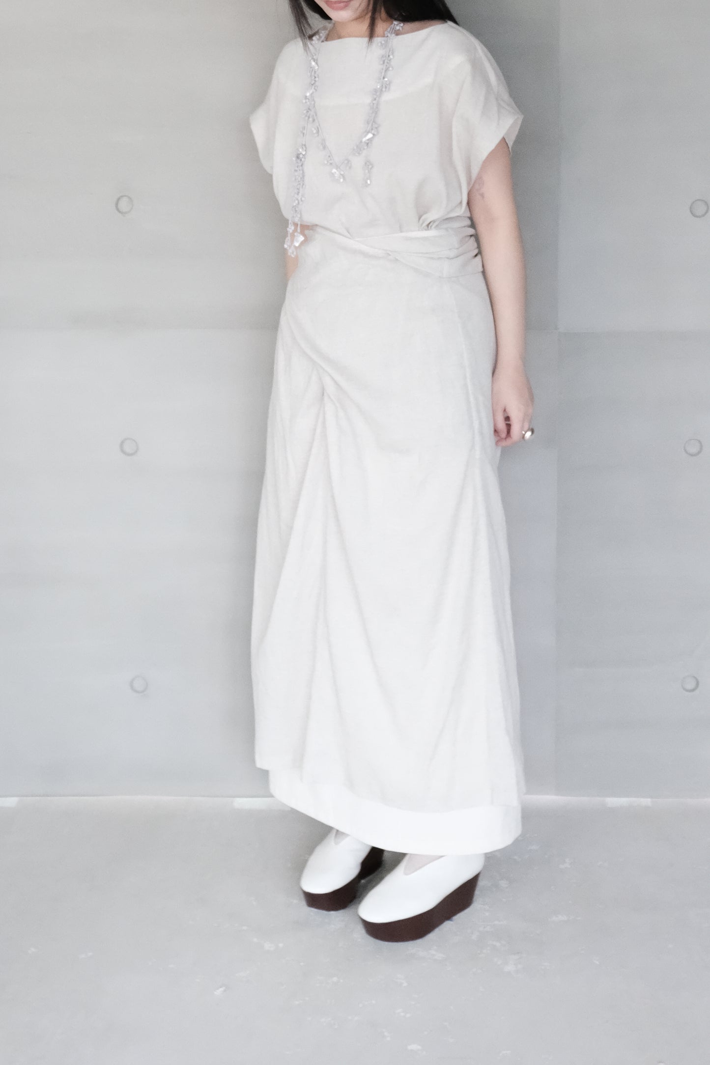 fig-dyed cotton wrapped dress (in-stock)
