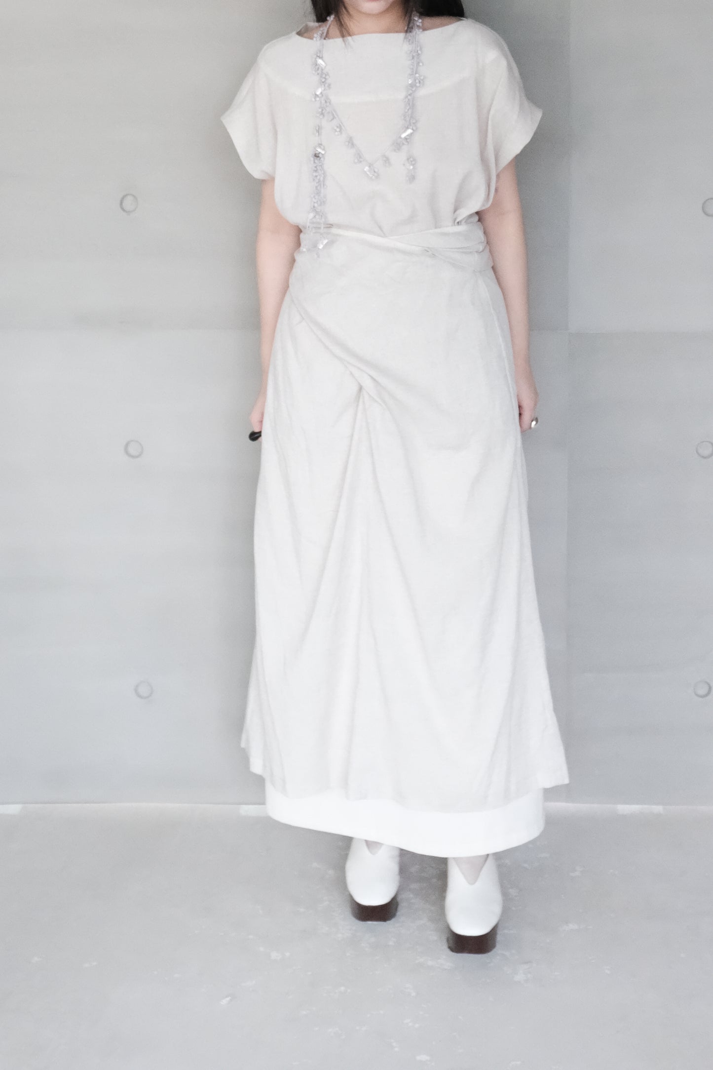 fig-dyed cotton wrapped dress (in-stock)