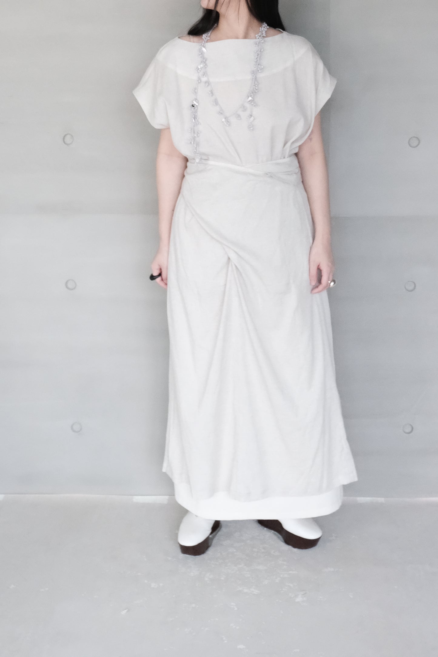 fig-dyed cotton wrapped dress (in-stock)