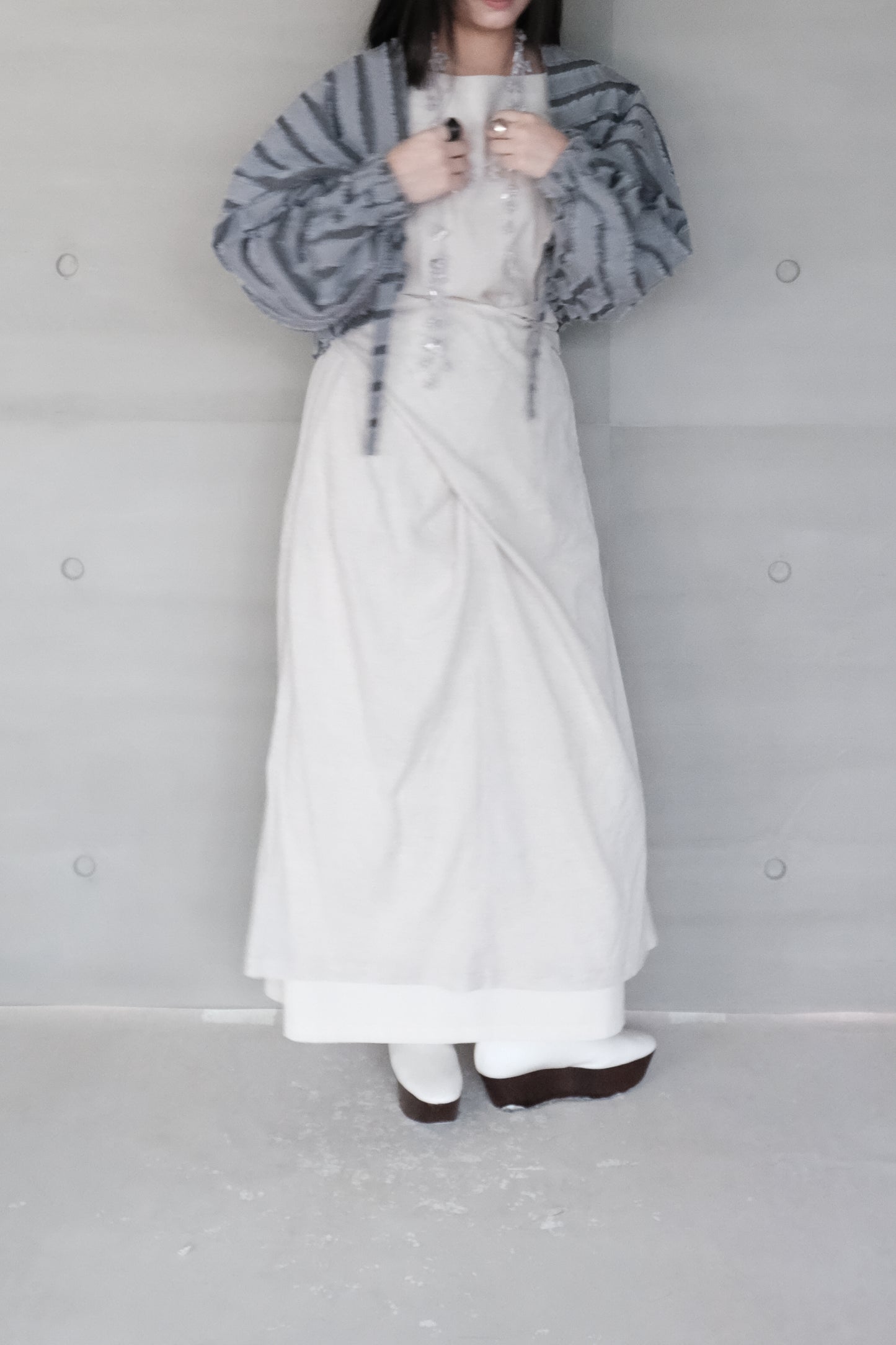 fig-dyed cotton wrapped dress (in-stock)