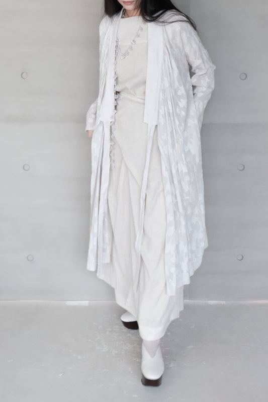 sheer mandarin jacquard long-fit coat (in-stock)