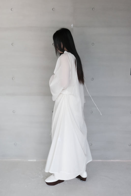 wide sleeves gathered dress- ivory (in-stock)