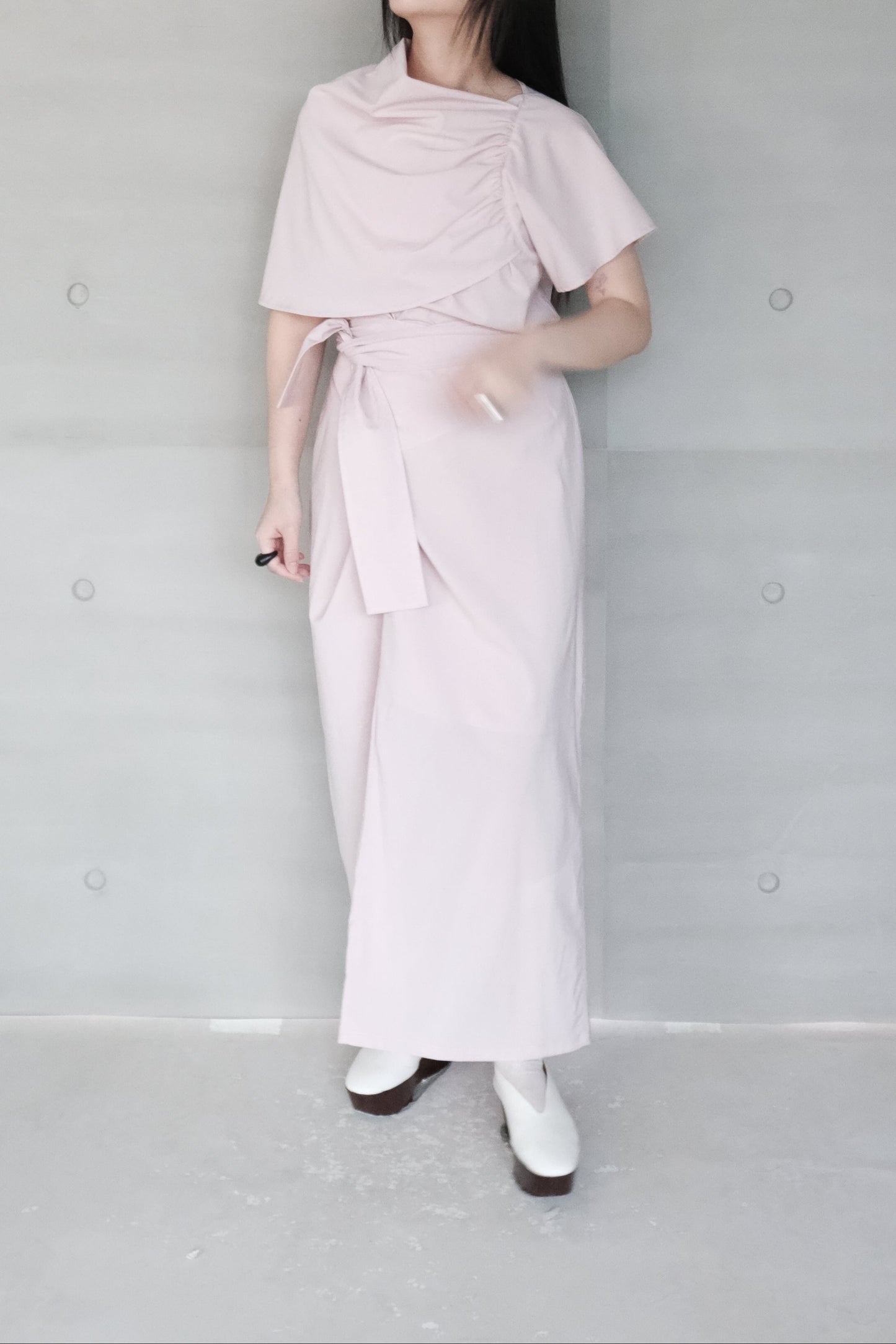 double-layers wrap pink skirt (in-stock)