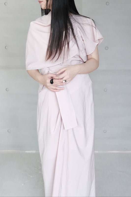 pink asymmetric draped-neckline top (in-stock)