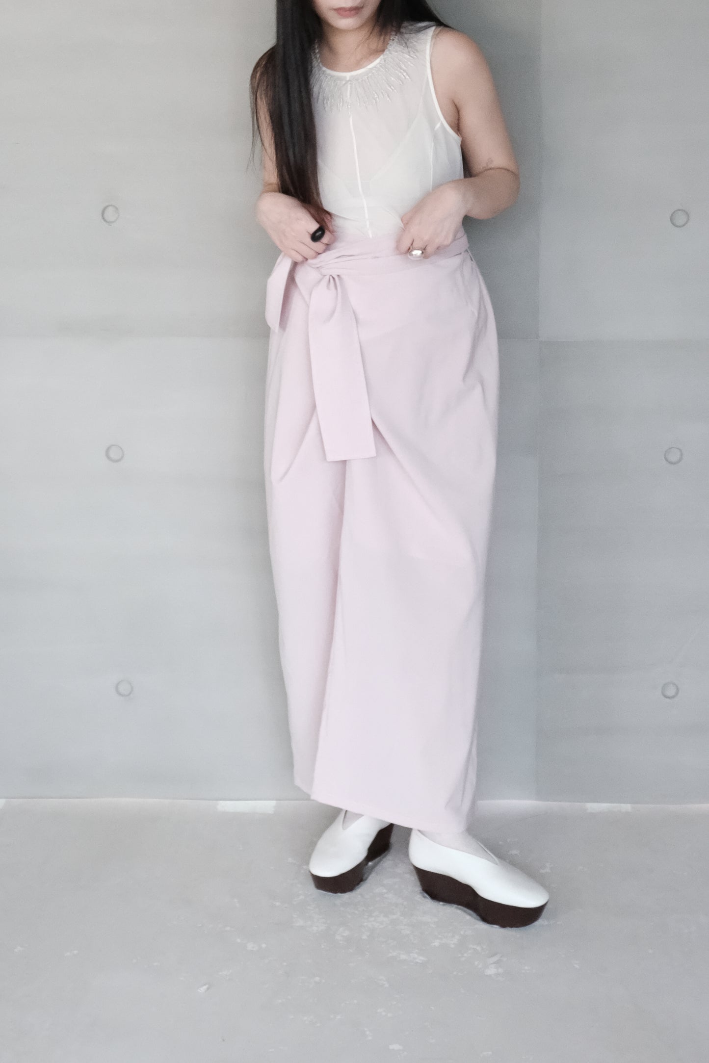 double-layers wrap pink skirt (in-stock)