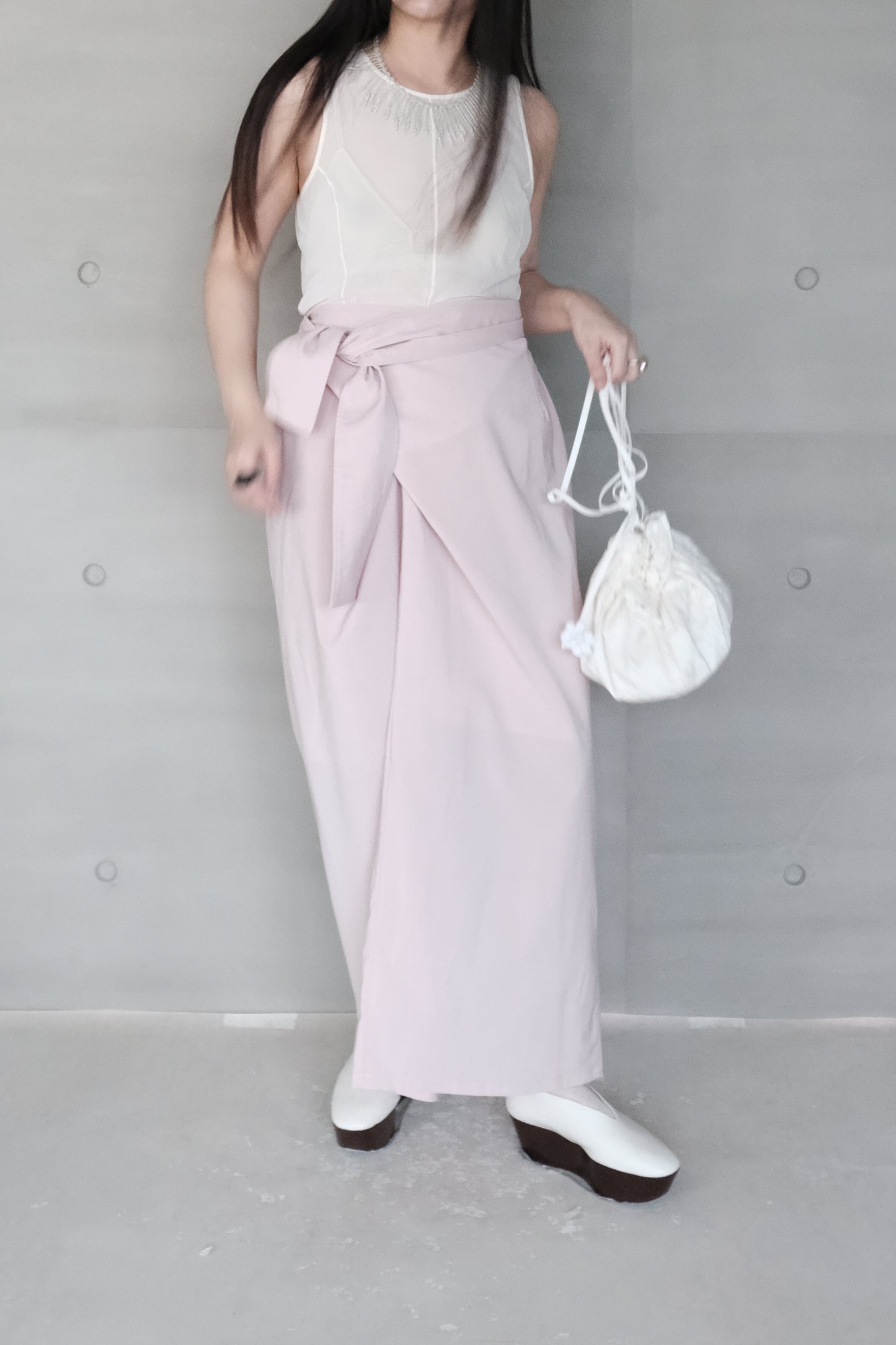 double-layers wrap pink skirt (in-stock)