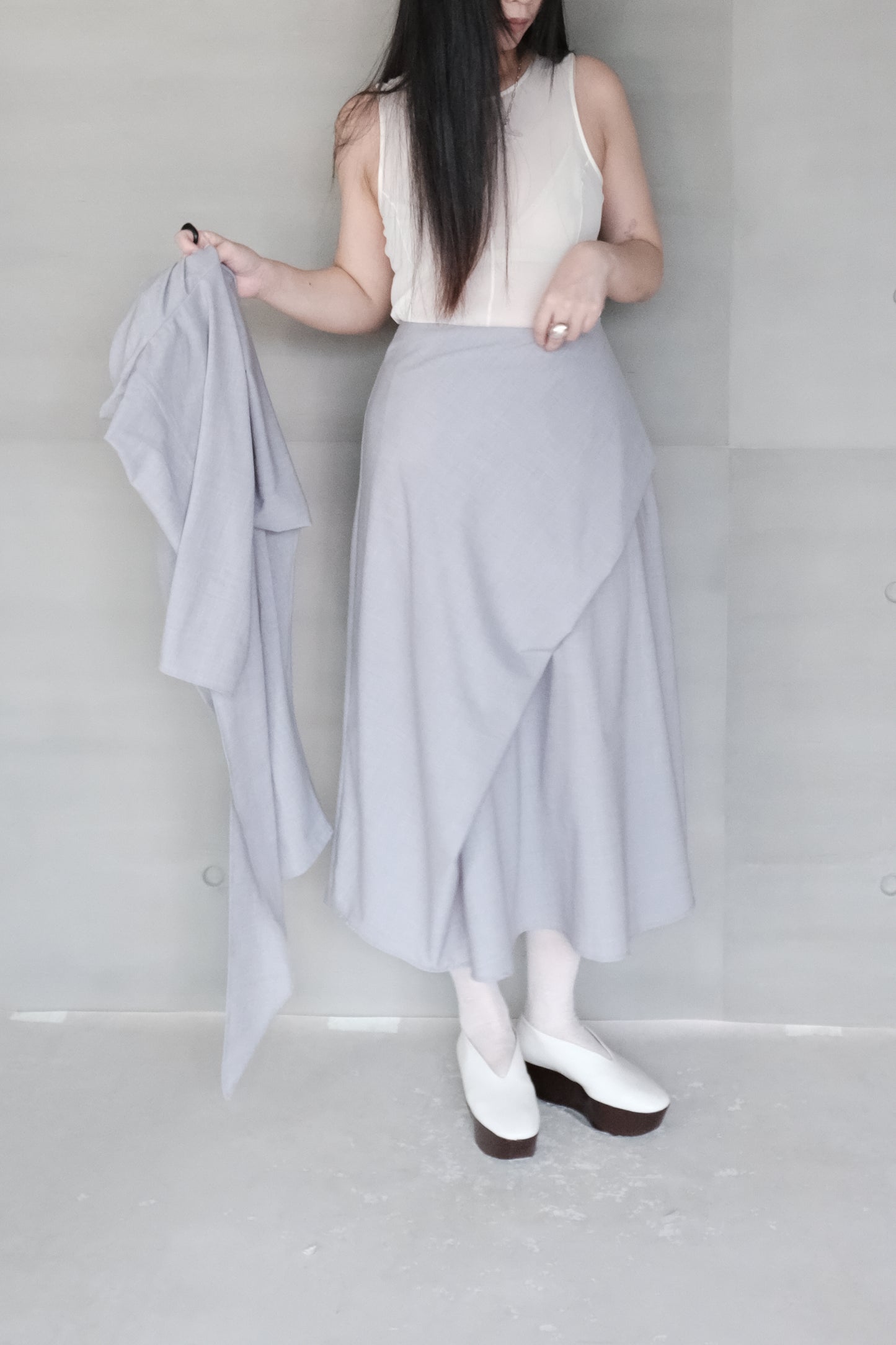draped maxi skirt （in-stock)