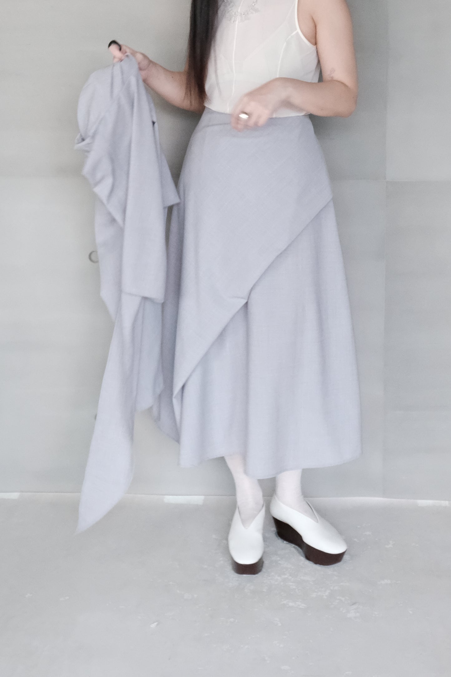 draped maxi skirt （in-stock)