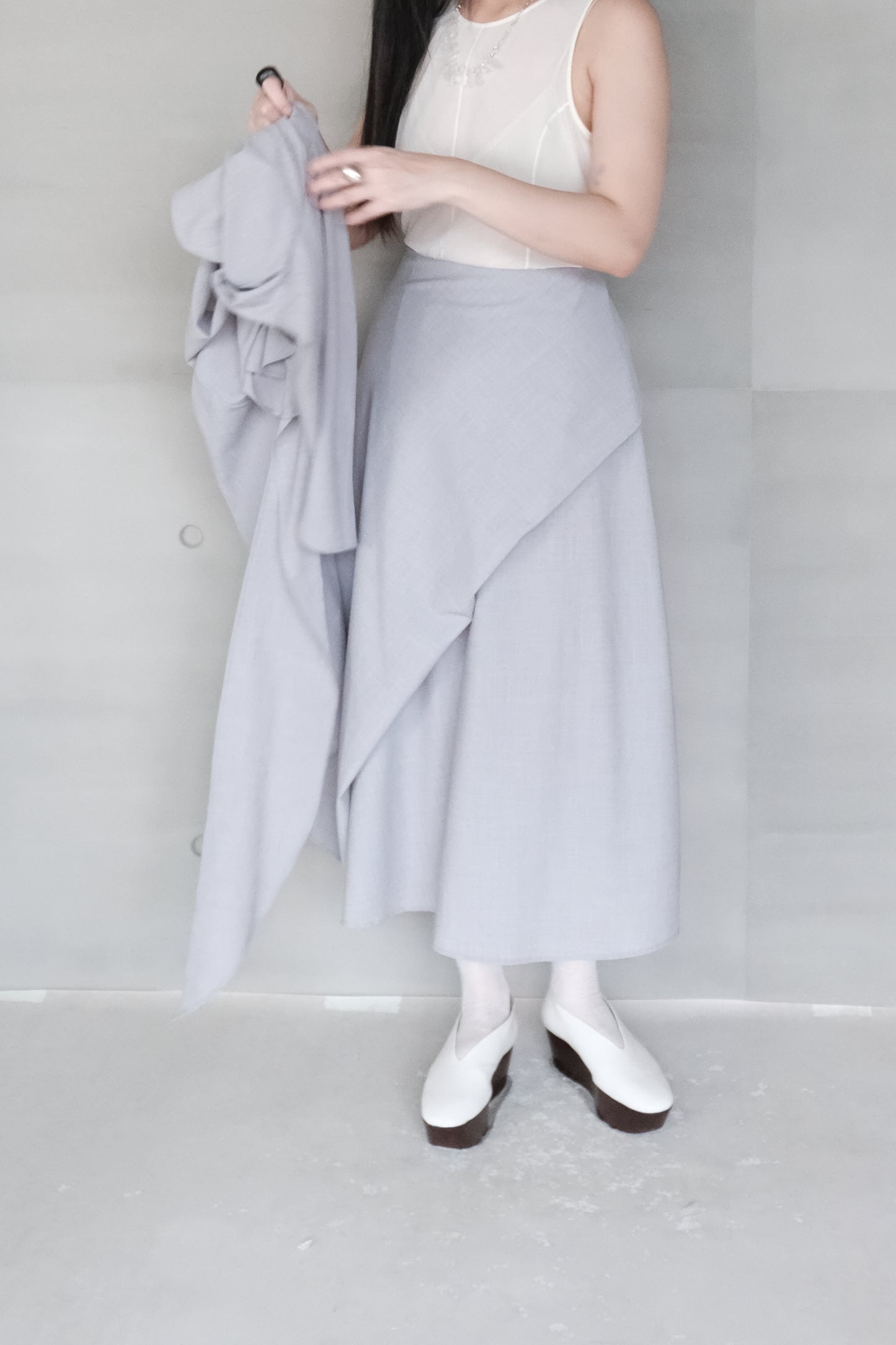 draped maxi skirt （in-stock)