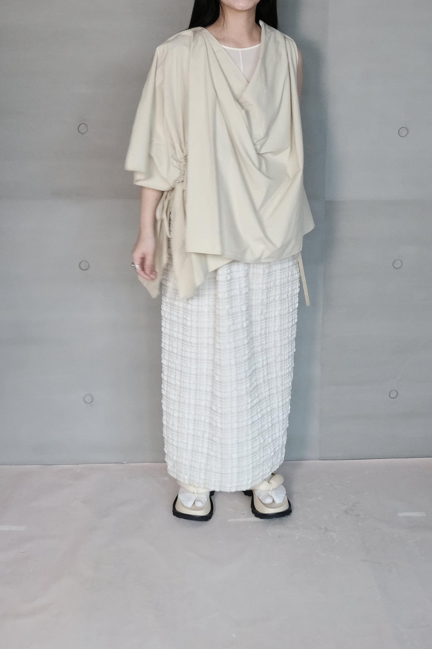 textured check bubble skirt - yellow