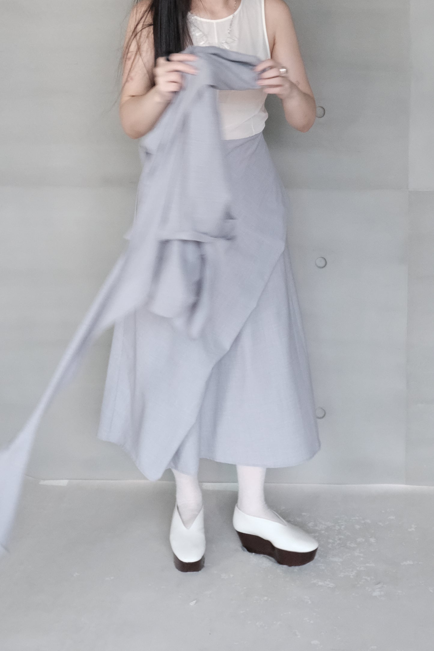 draped maxi skirt （in-stock)