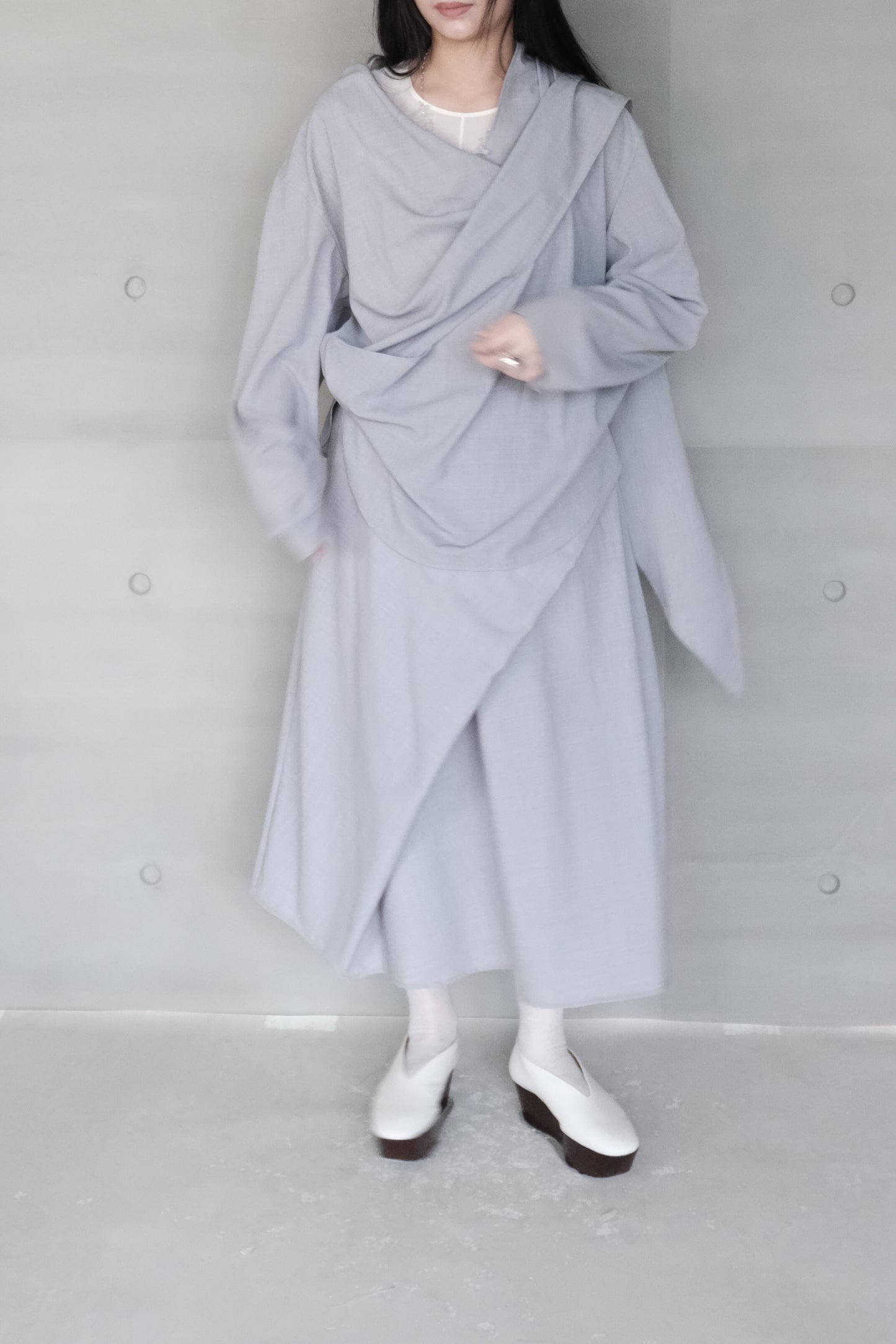 long sleeves wrap blouse - grey violet (pre-order)