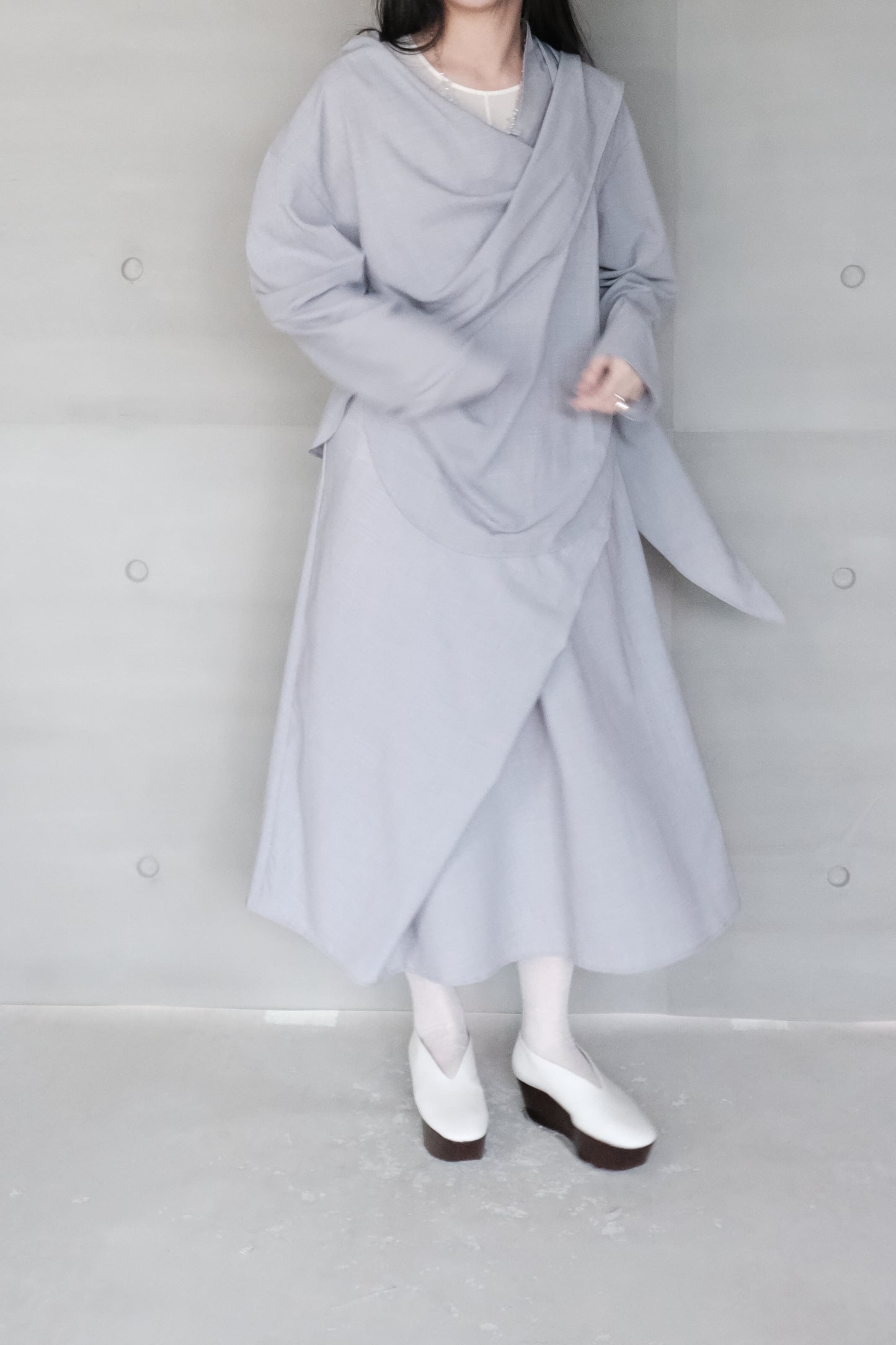 draped maxi skirt （in-stock)