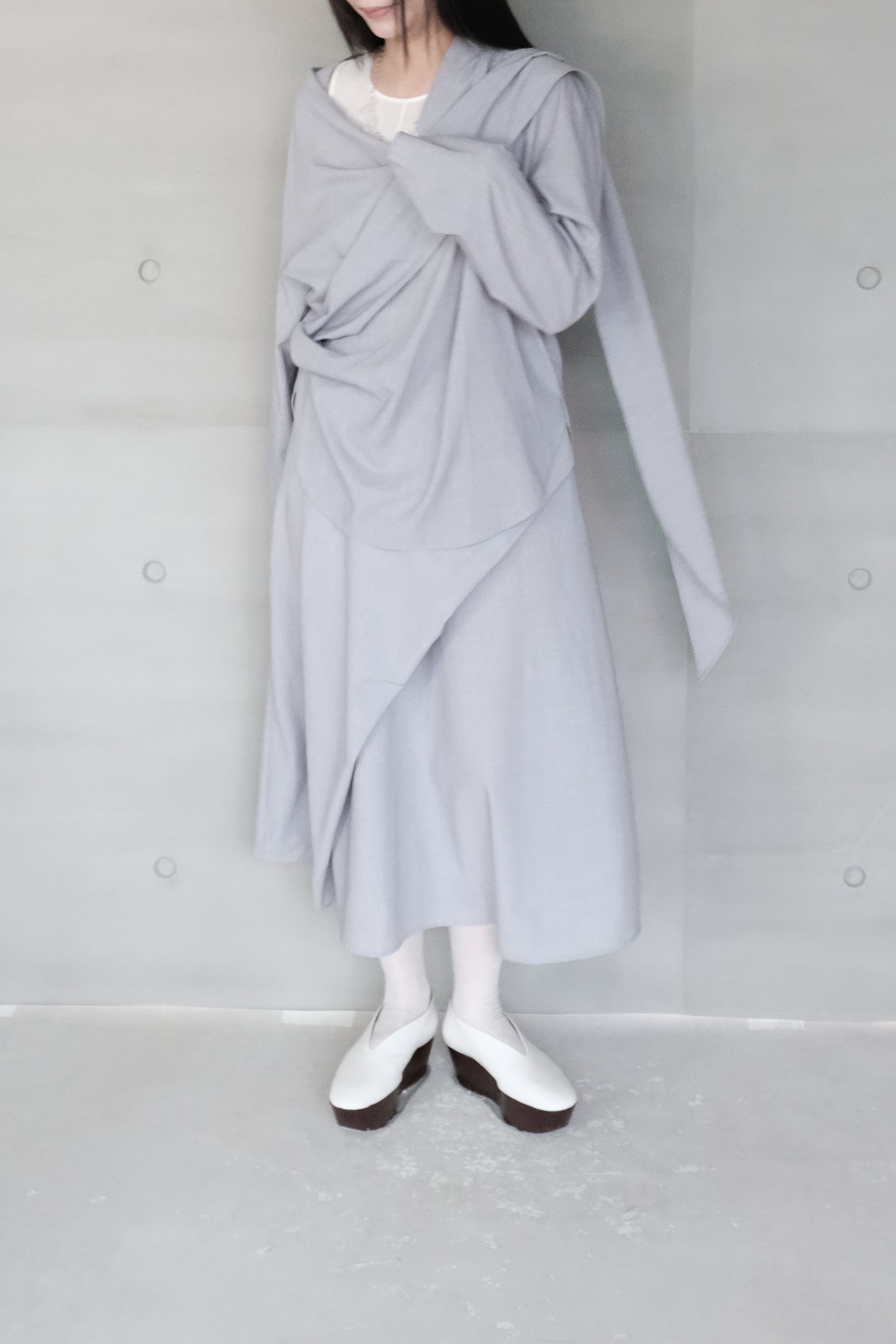 long sleeves wrap blouse - grey violet (pre-order)