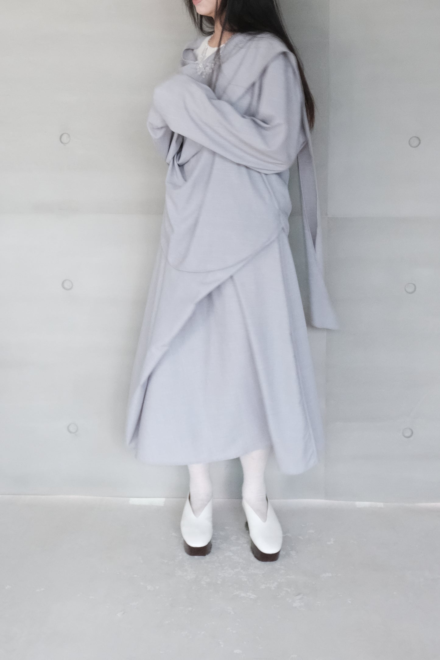 long sleeves wrap blouse - grey violet (pre-order)