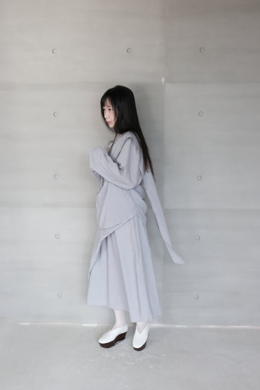 long sleeves wrap blouse - grey violet (pre-order)