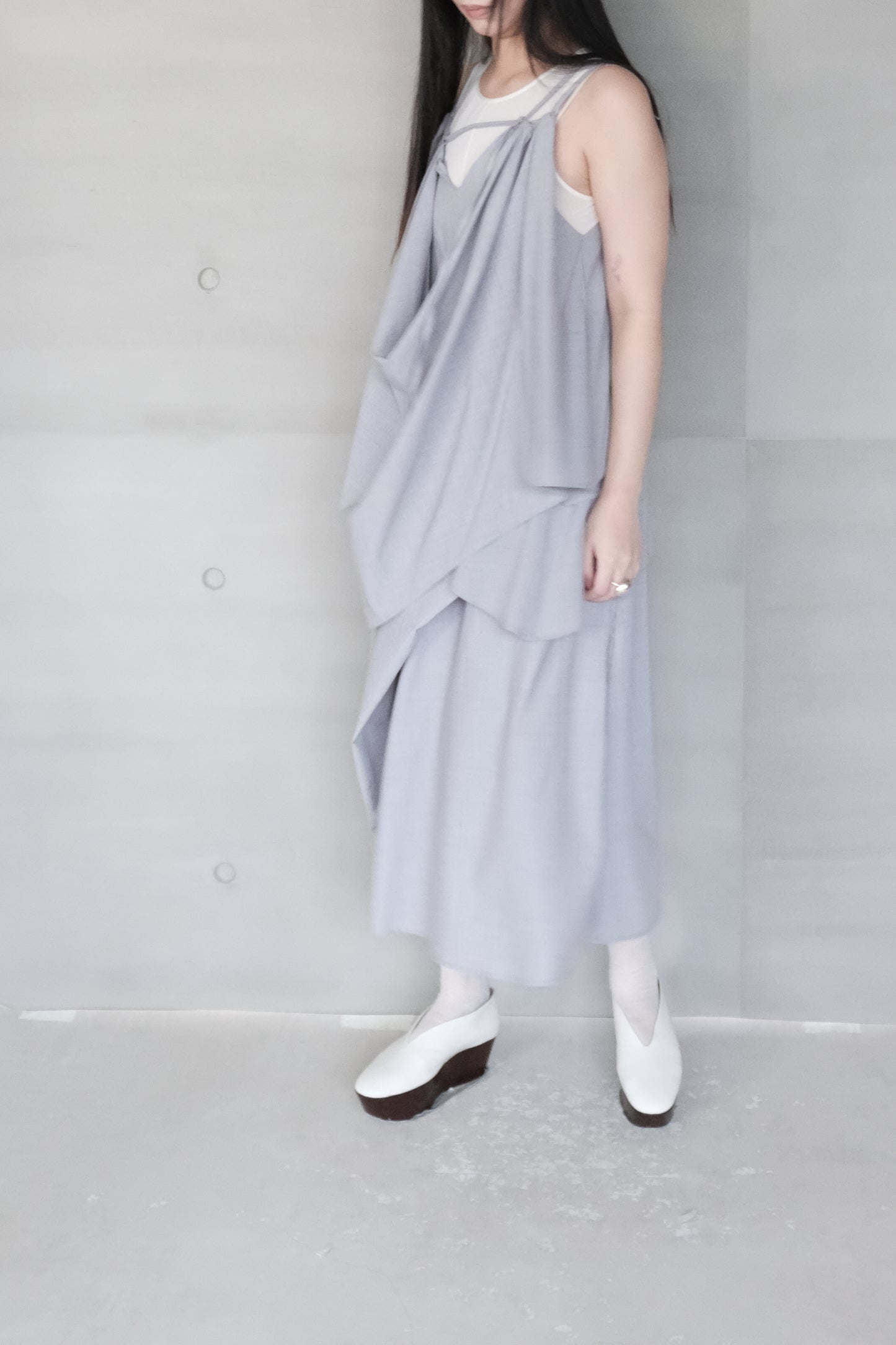 draped-overlay sleeveless top ( in-stock)