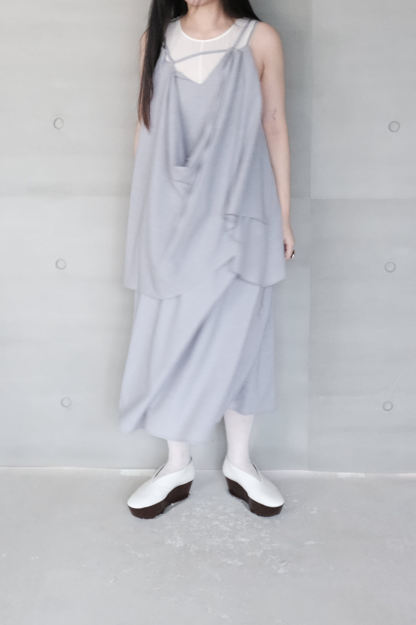 draped-overlay sleeveless top ( in-stock)