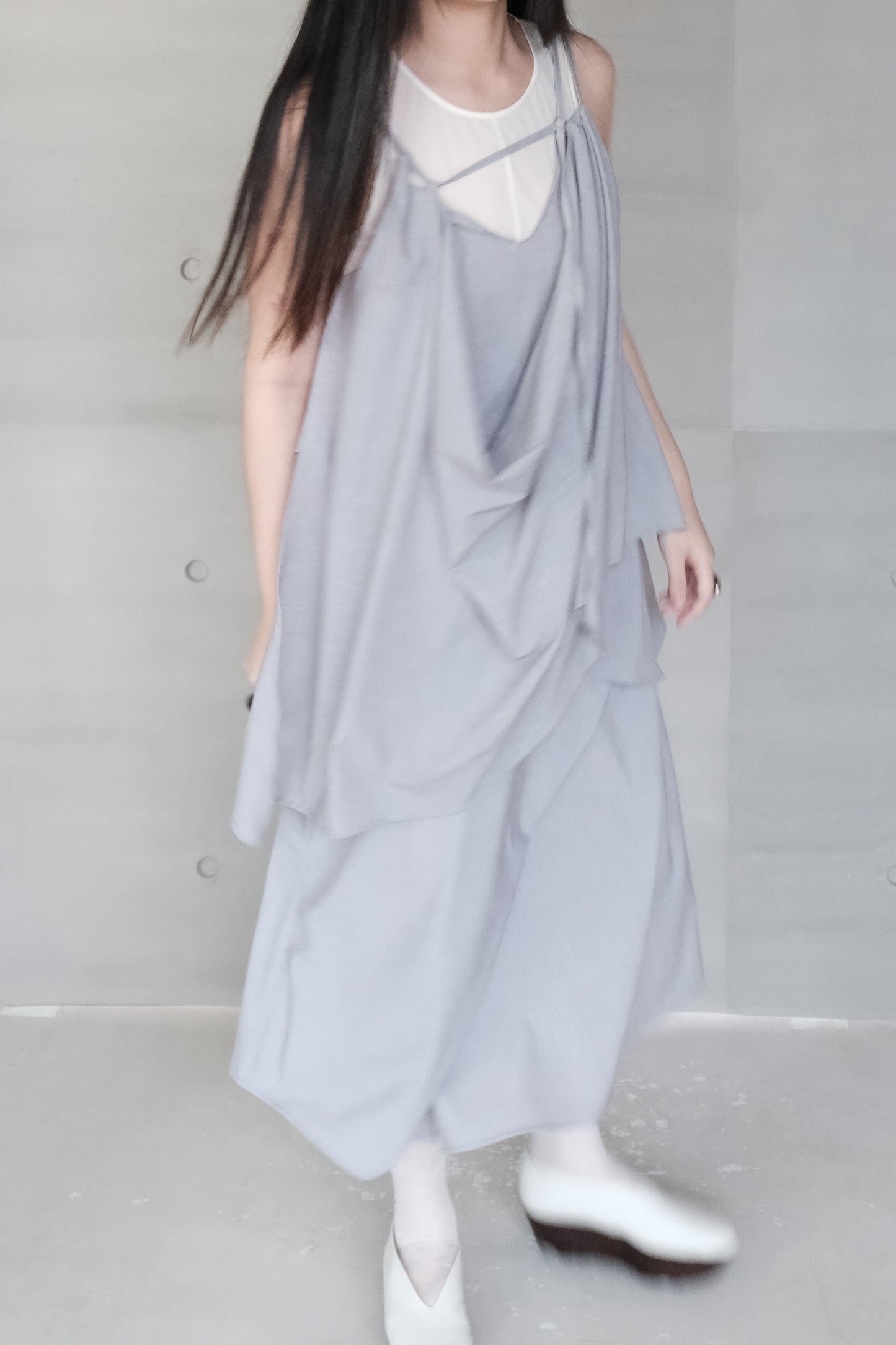 draped-overlay sleeveless top ( in-stock)