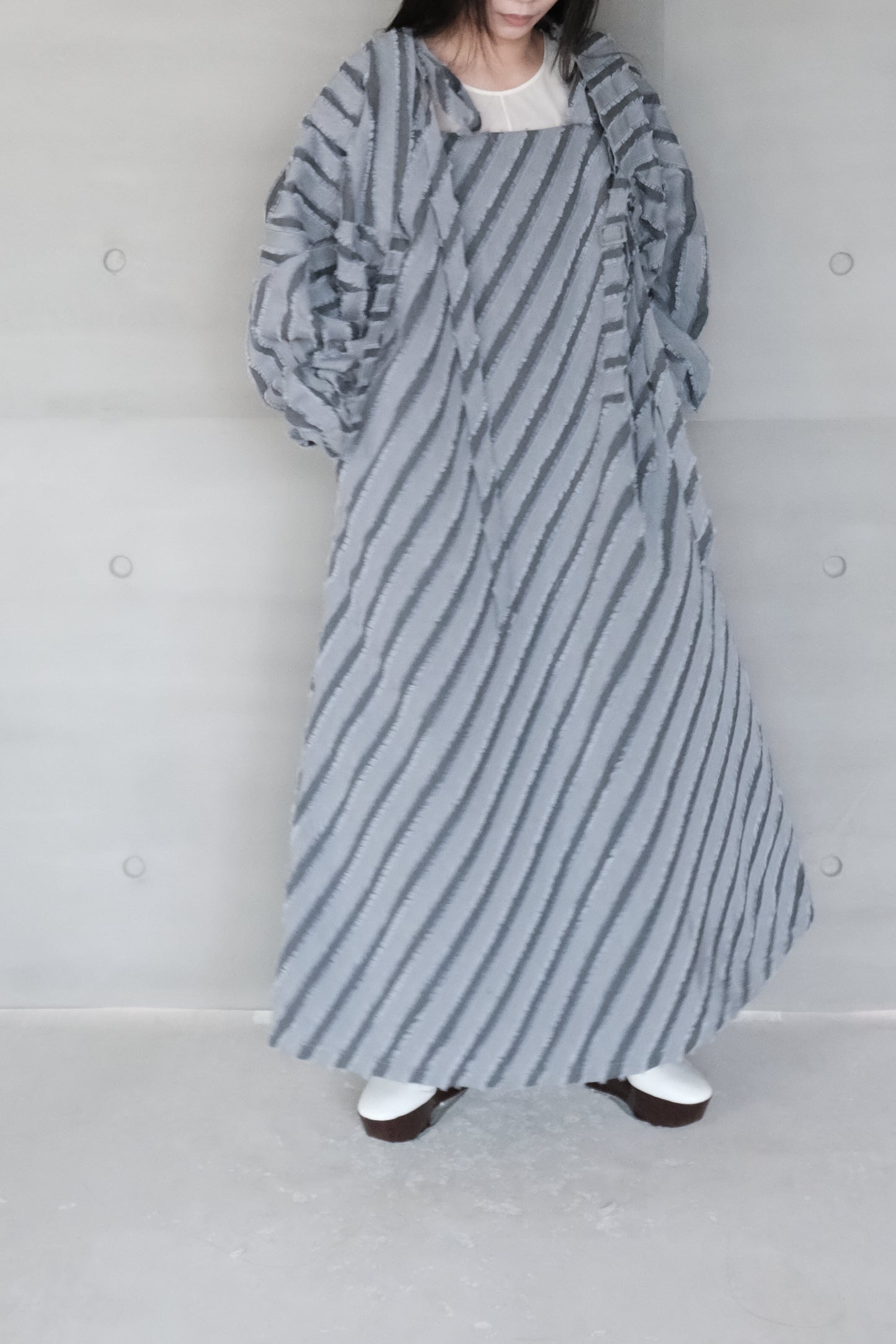 stripe-jacquard grey dress（pre-order)