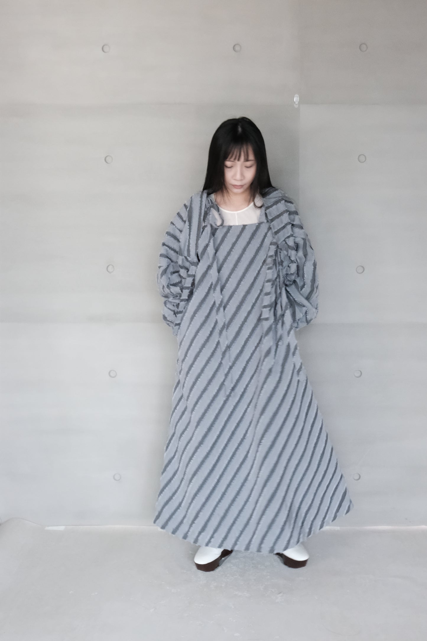 stripe-jacquard grey dress（pre-order)