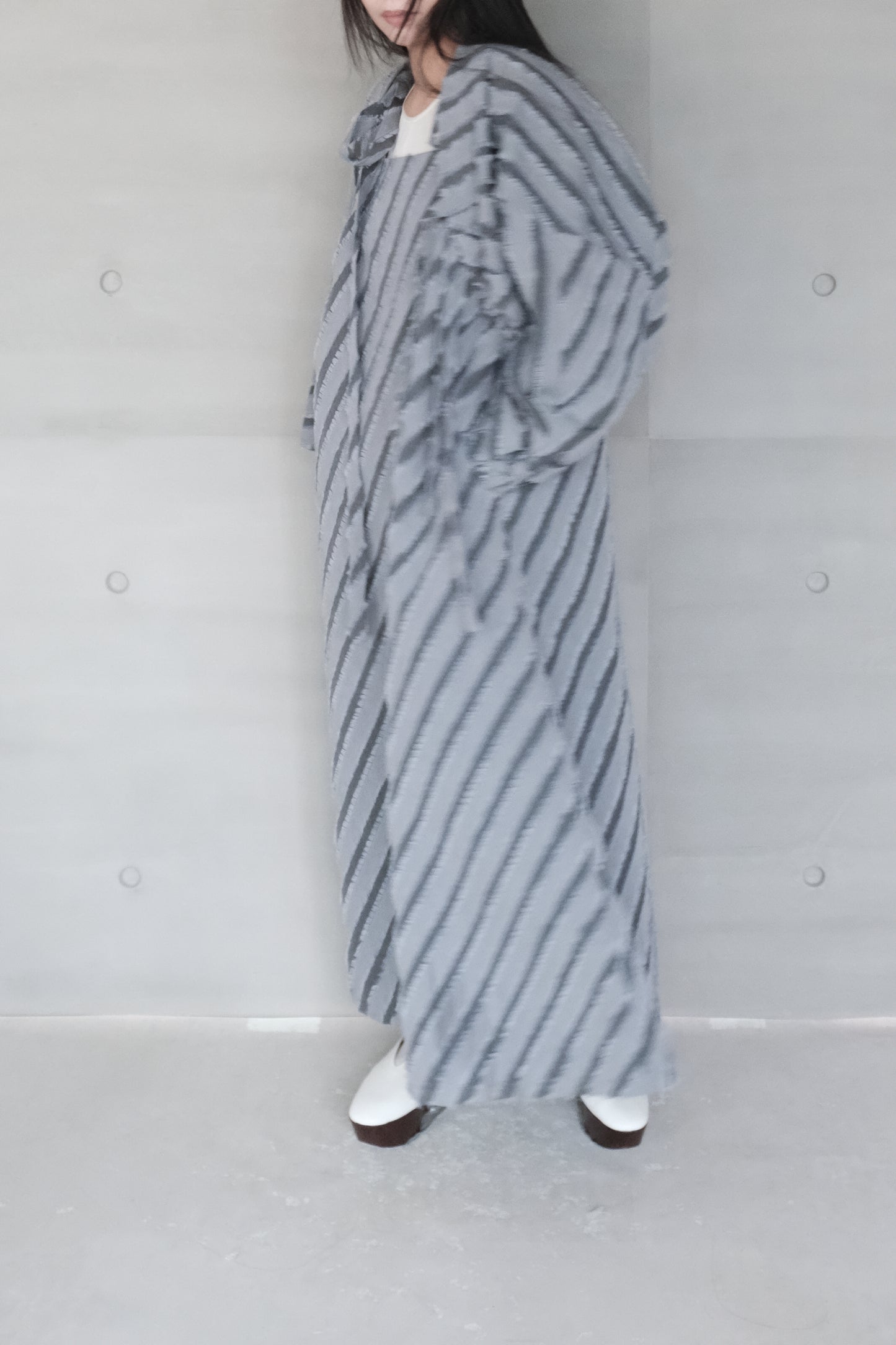 stripe-jacquard grey dress（pre-order)