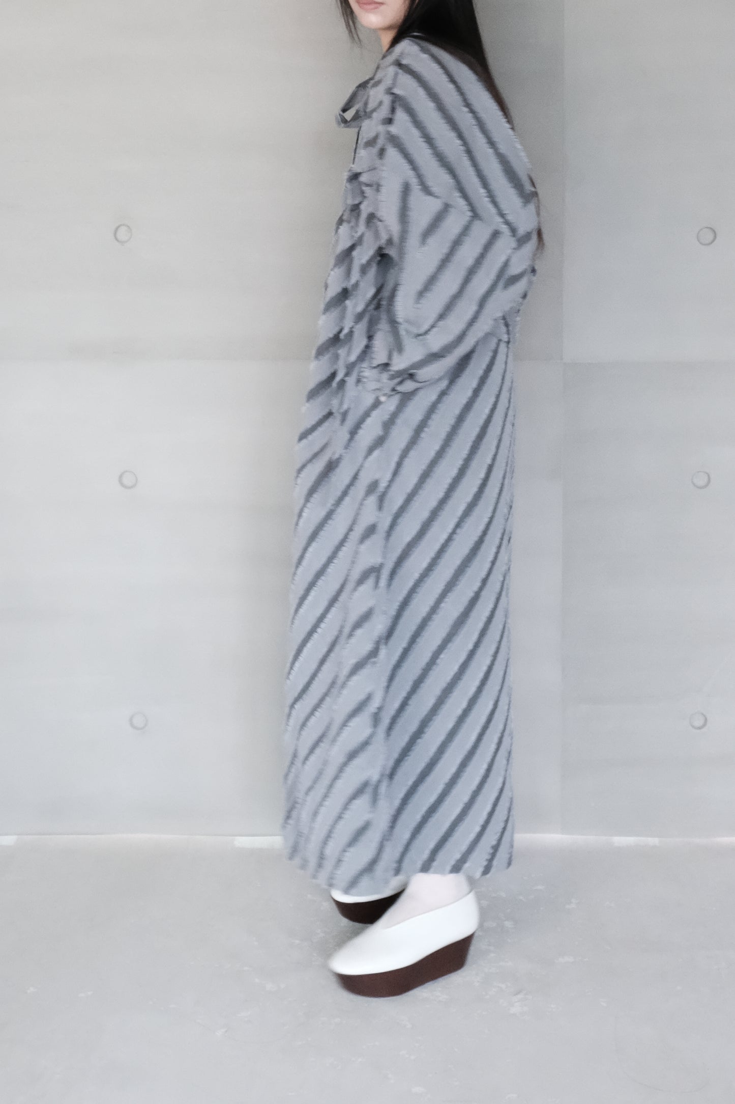 stripe-jacquard grey dress（pre-order)