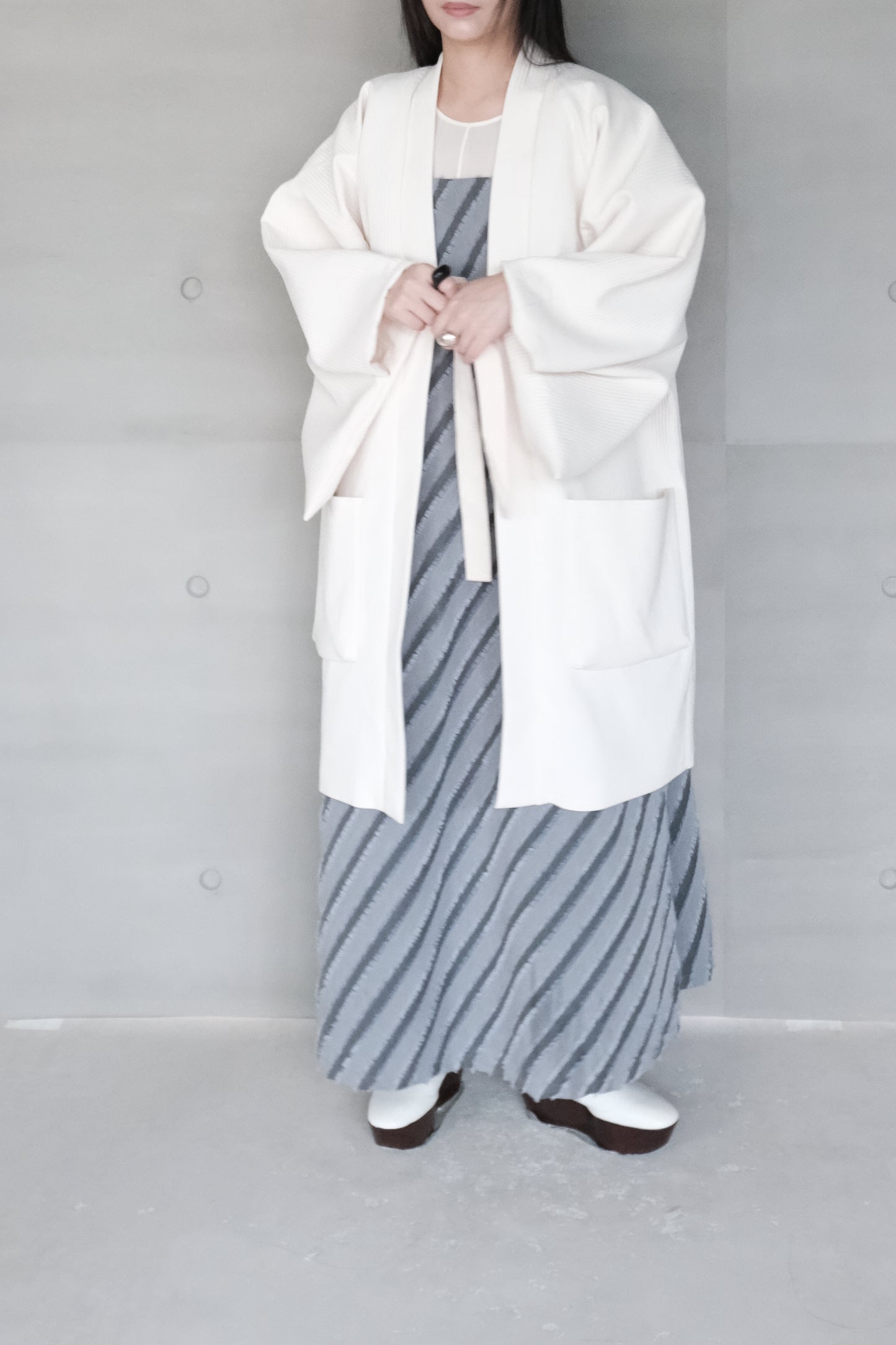 oversized kimono jacket - beige（in-stock)