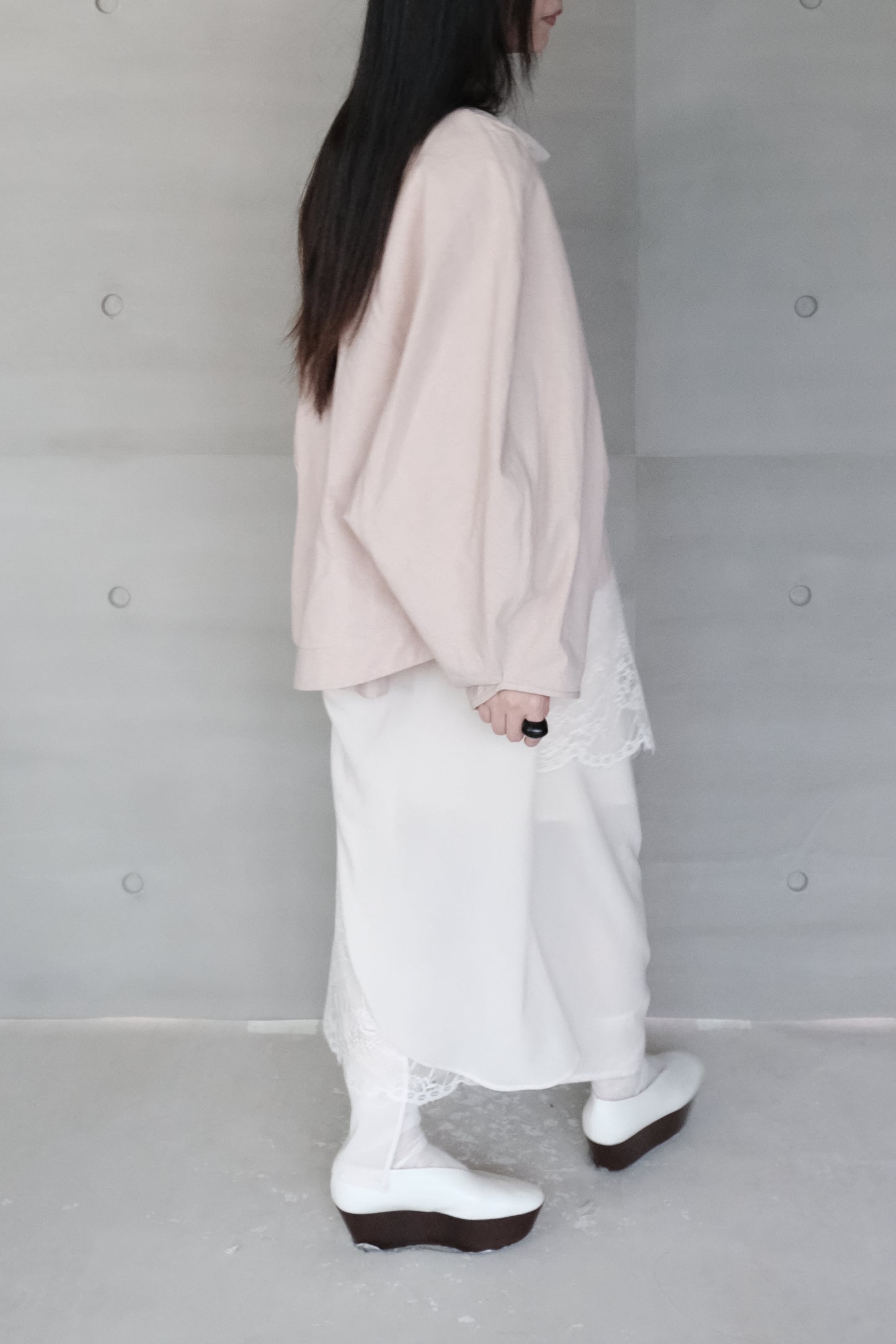 misty pink long-sleeve cover-up jacket ( in-stock )