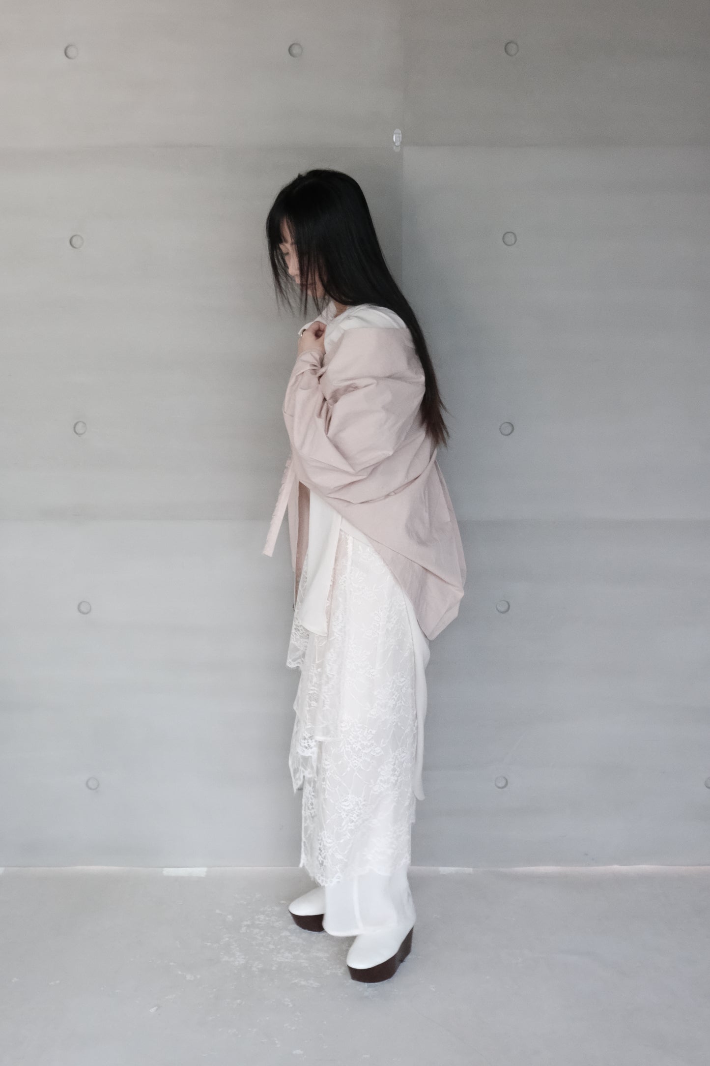 misty pink long-sleeve cover-up jacket ( in-stock )