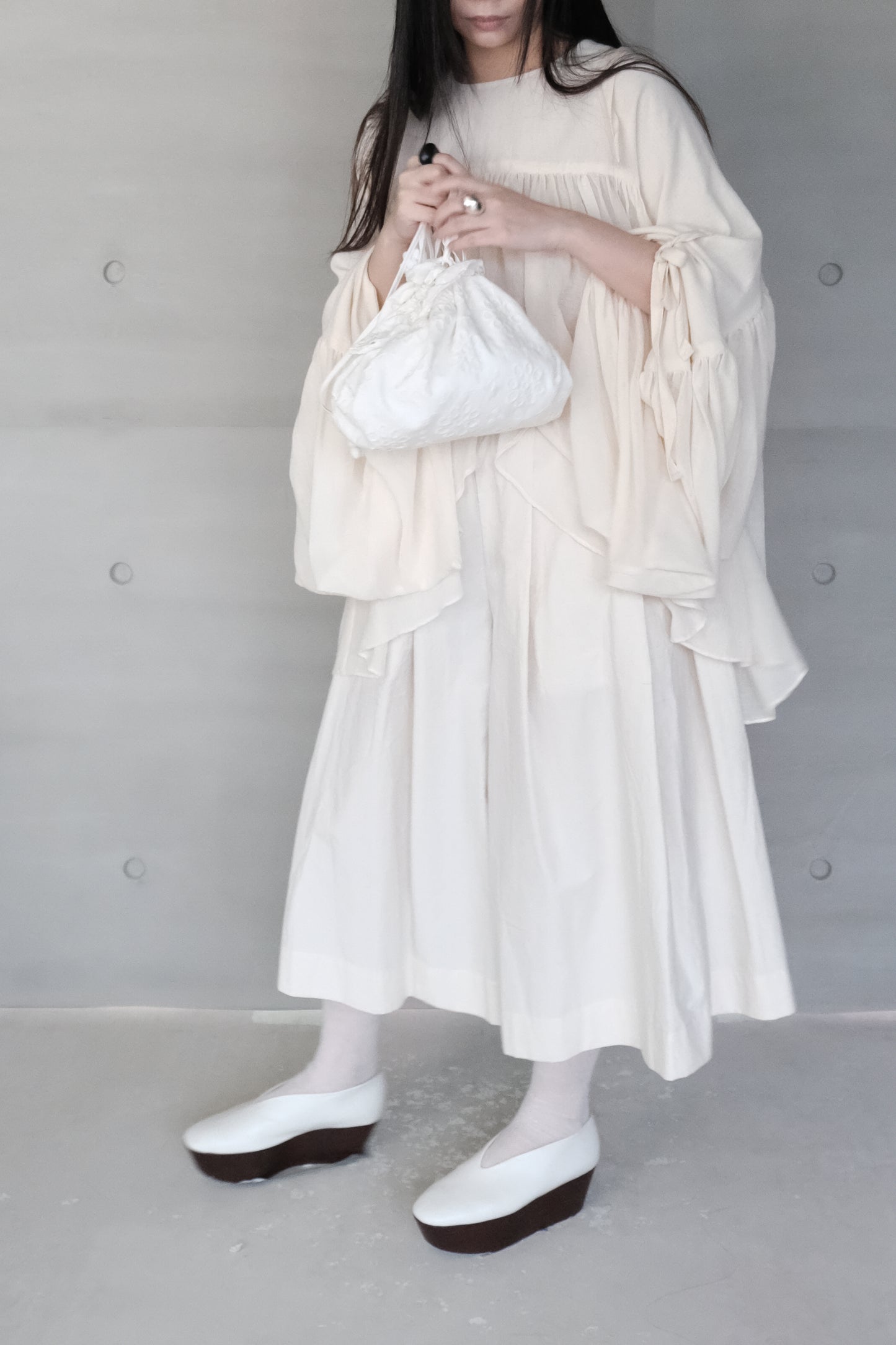 cropped linen-cotton wide pants - beige (pre-order)