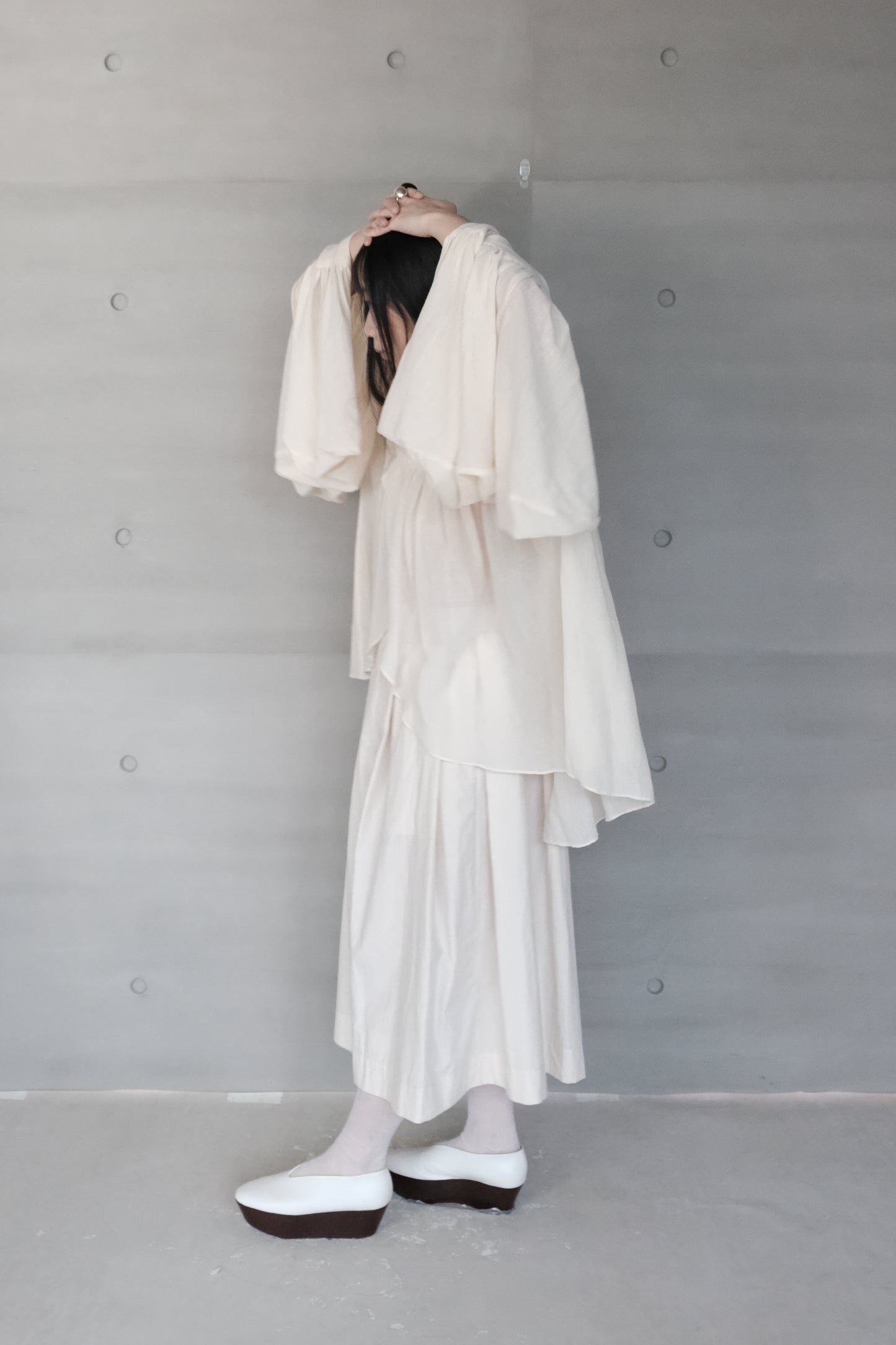 cropped linen-cotton wide pants - beige (pre-order)