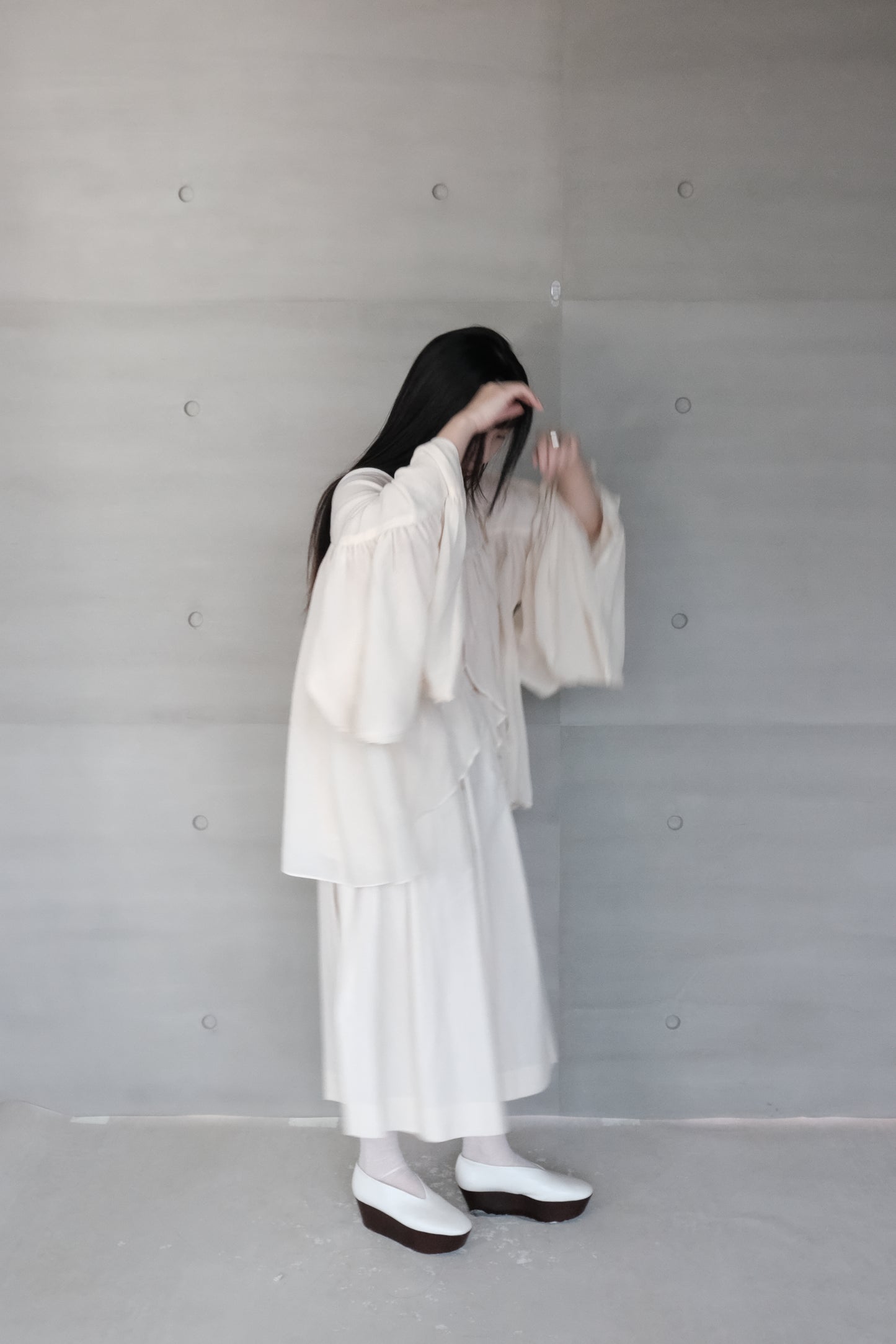 cropped linen-cotton wide pants - beige (pre-order)