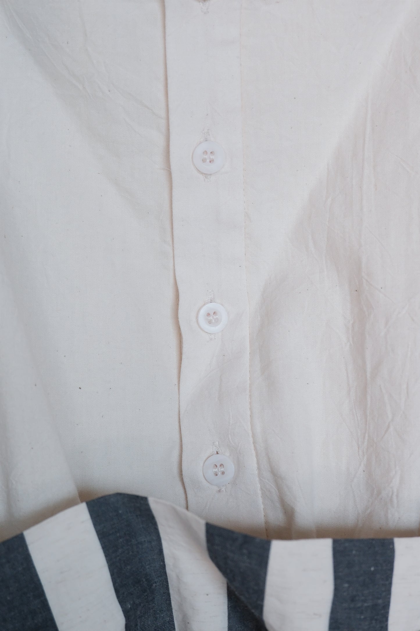 asymmetric folded layer strap dress - blue & beige stripe （in-stock)