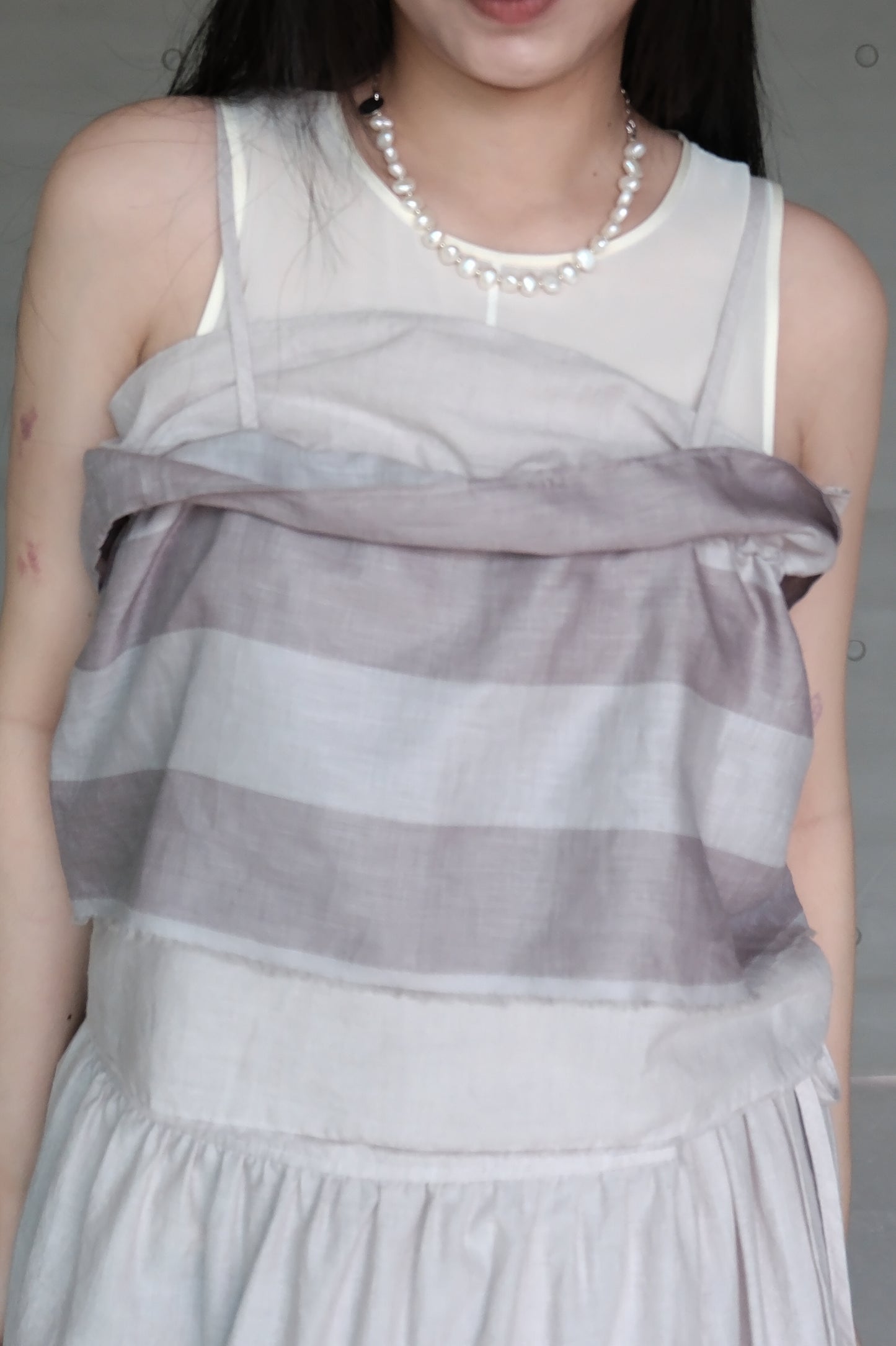 double-layer ruched crop top (in-stock)