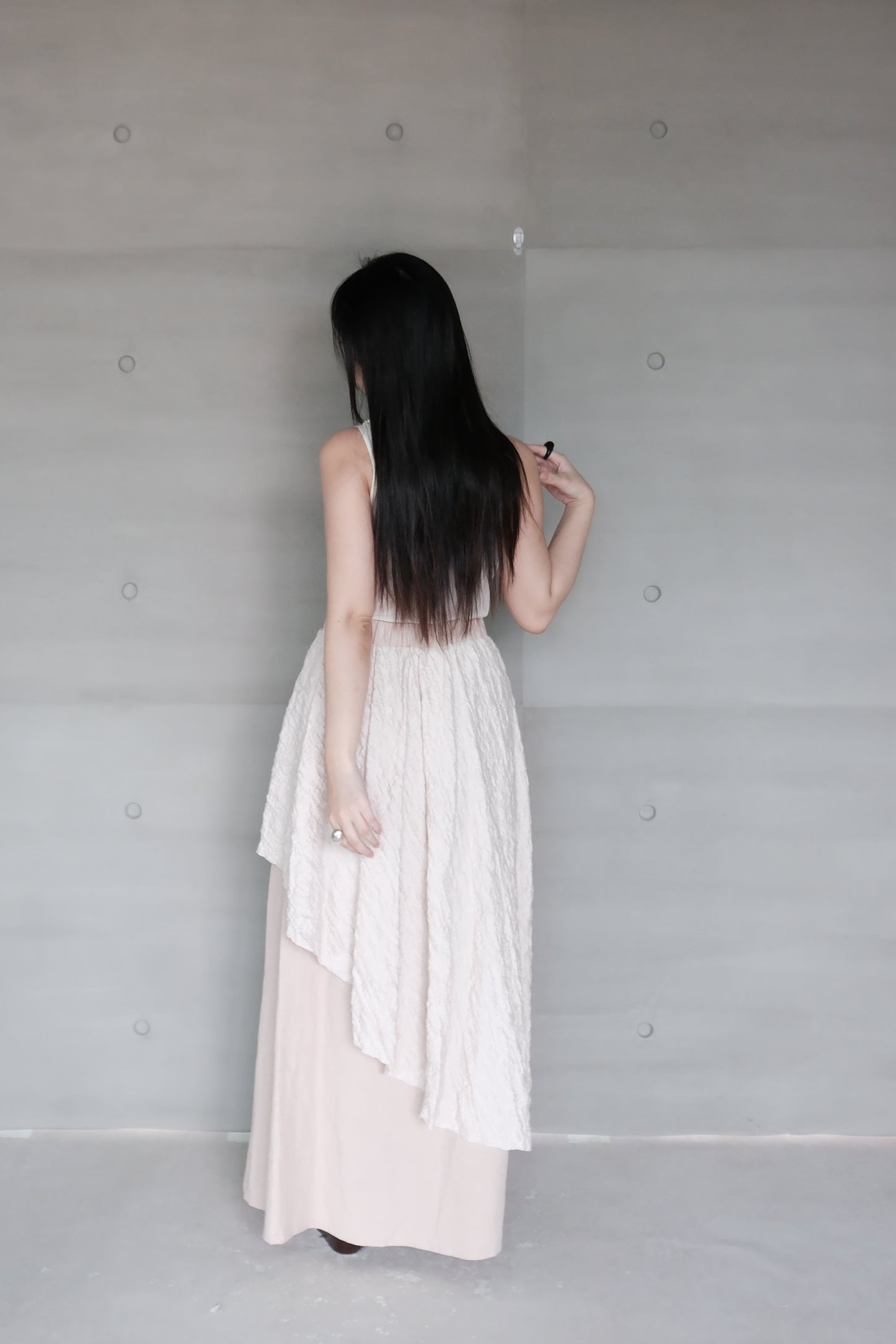 misty pink ruched layered skirt (limited item)