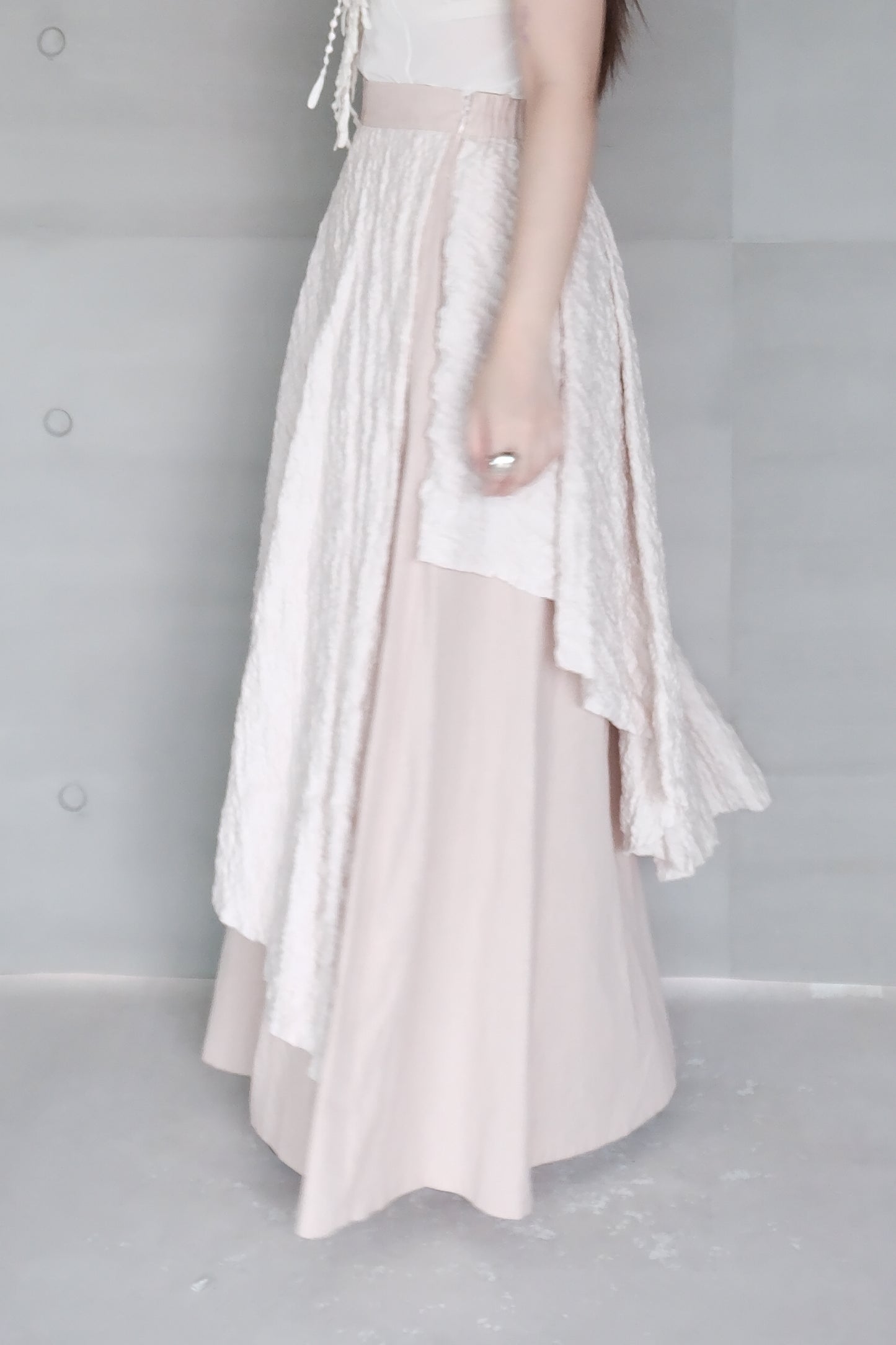 misty pink ruched layered skirt (limited item)