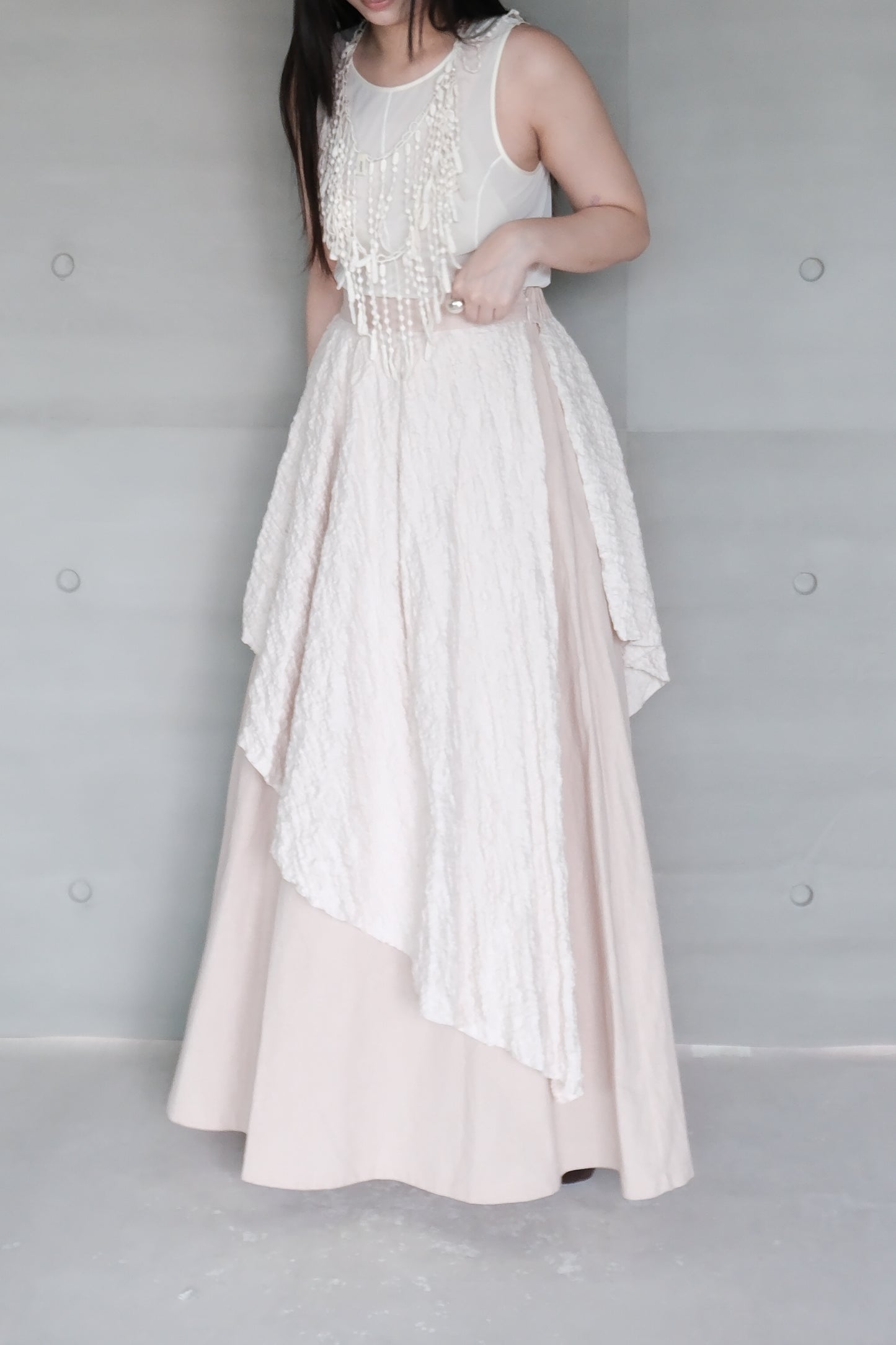 misty pink ruched layered skirt (limited item)