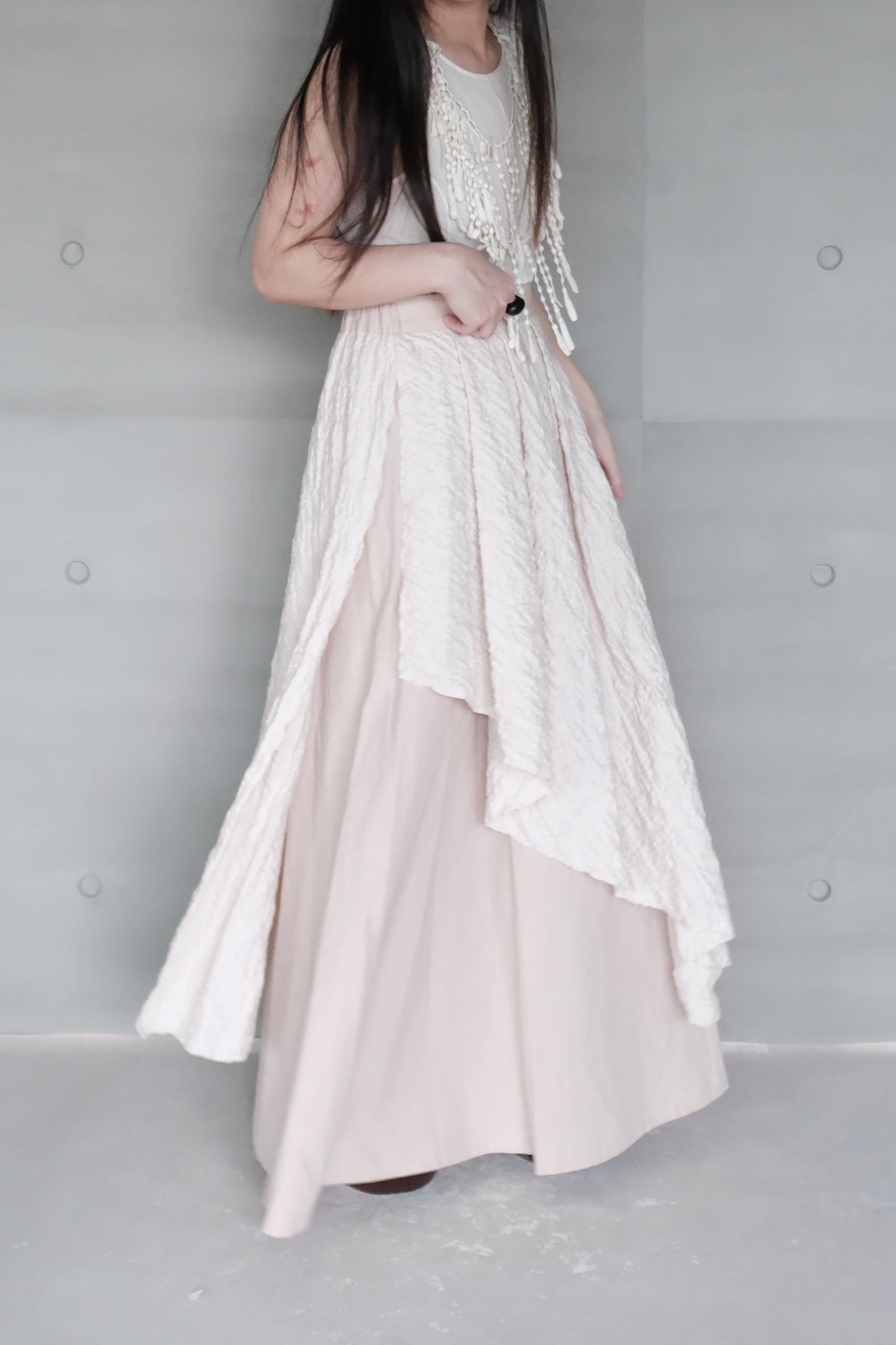 misty pink ruched layered skirt (limited item)