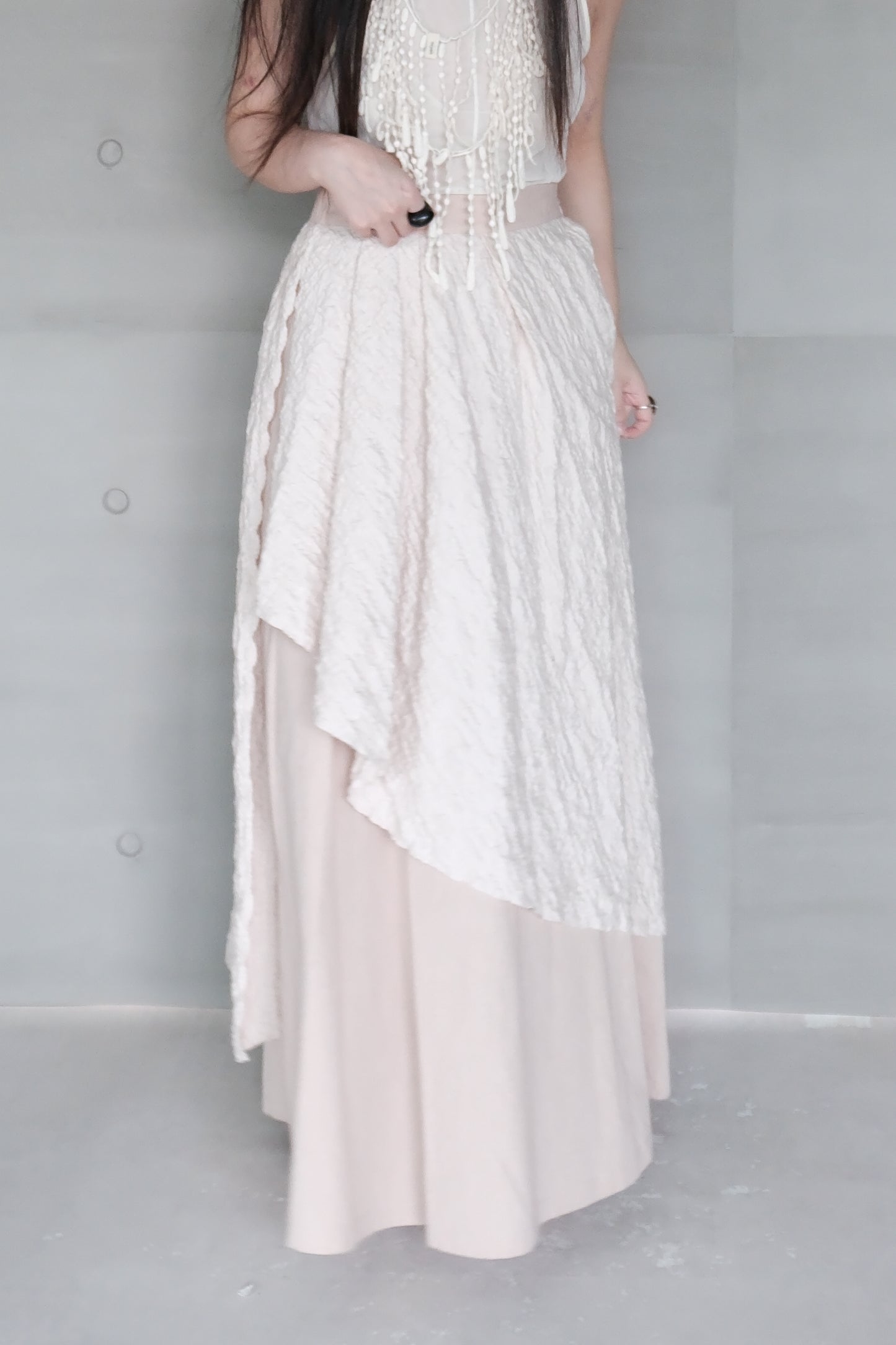misty pink ruched layered skirt (limited item)