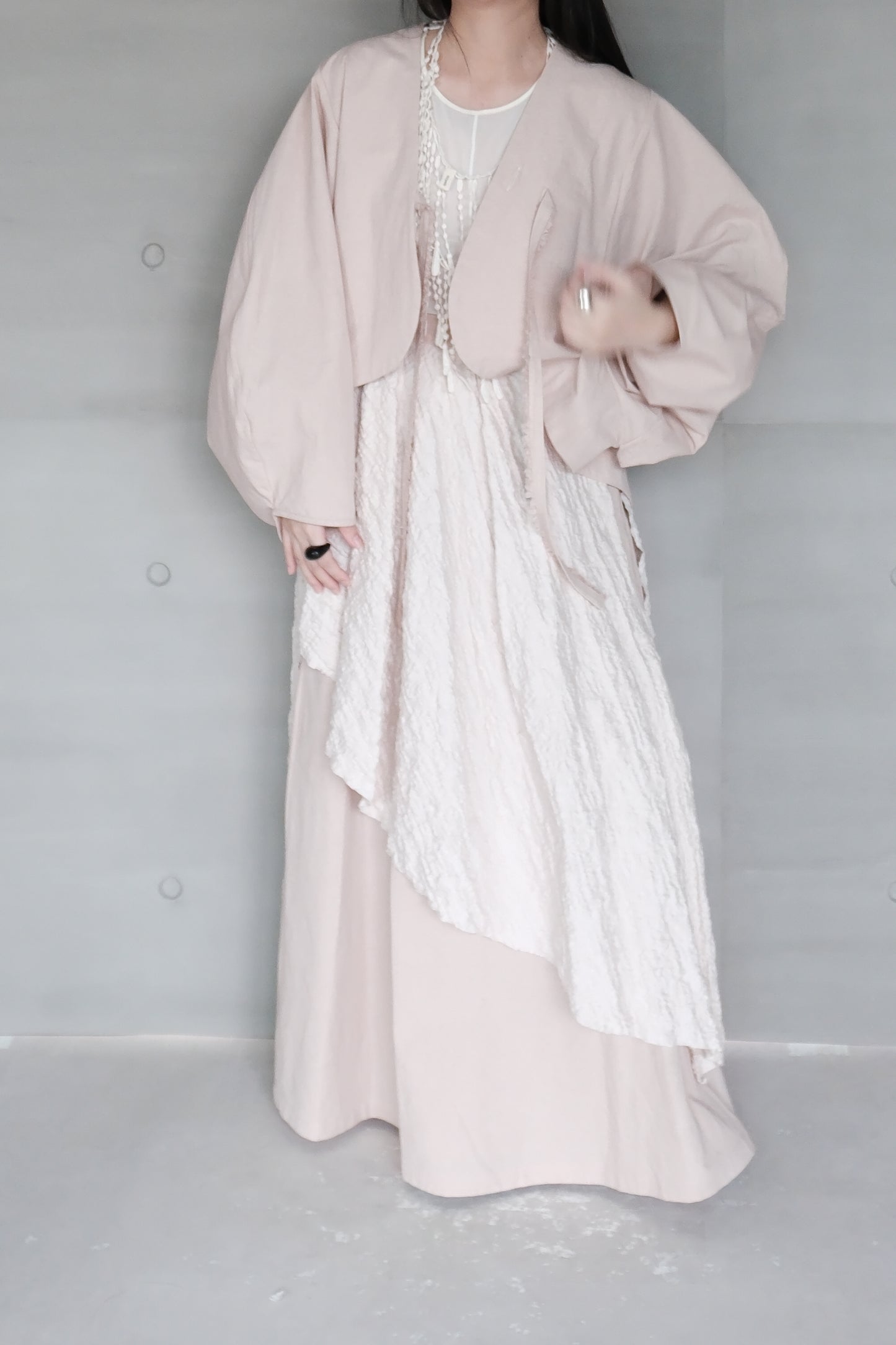 misty pink long-sleeve cover-up jacket ( in-stock )